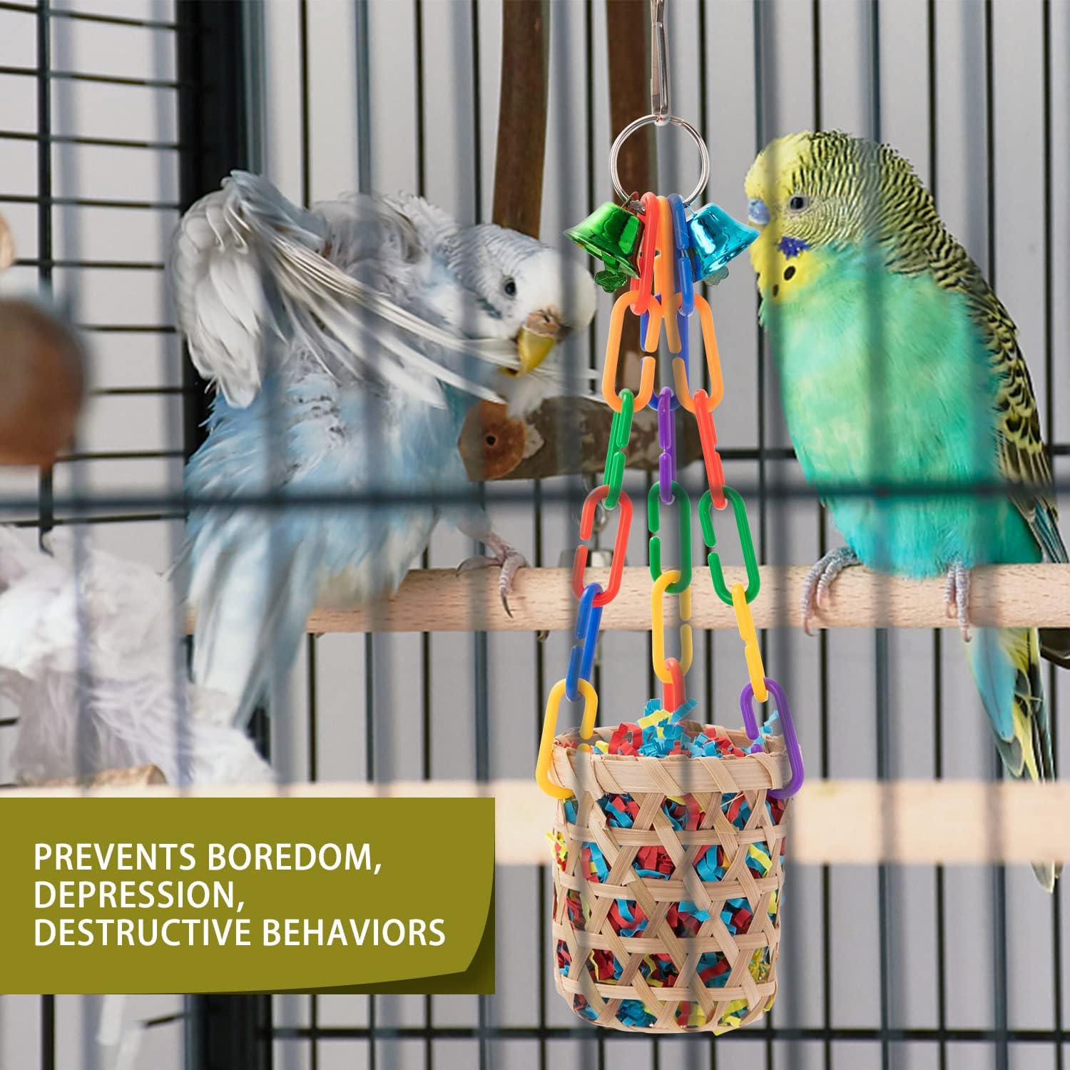 RLRICH 6 Pack Bird Colorful Chewing Toys Parrot Foraging Shredder Toys Shred Hanging Foraging Toys,Comfy Perch Parakeet Toys for Rope Bungee Bird Toy - Happypetzone.online - Image 5