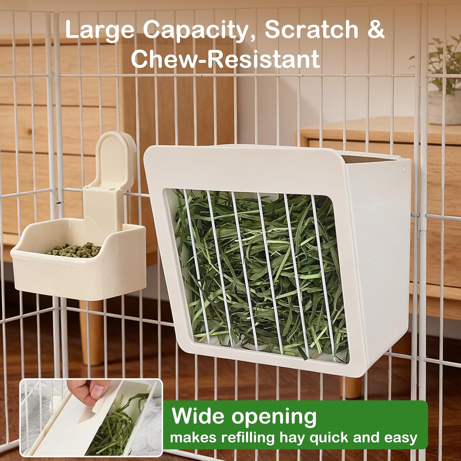 RUBYHOME Rabbit Hay Feeder Guinea Pig Food Feeder Adjustable Height Rabbit Feeder Guinea Pig Food Bowl Complete Bunny Bundle Bunny Accessories for Rabbits, Guinea Pigs, Chinchillas - Happypetzone.online - Image 3