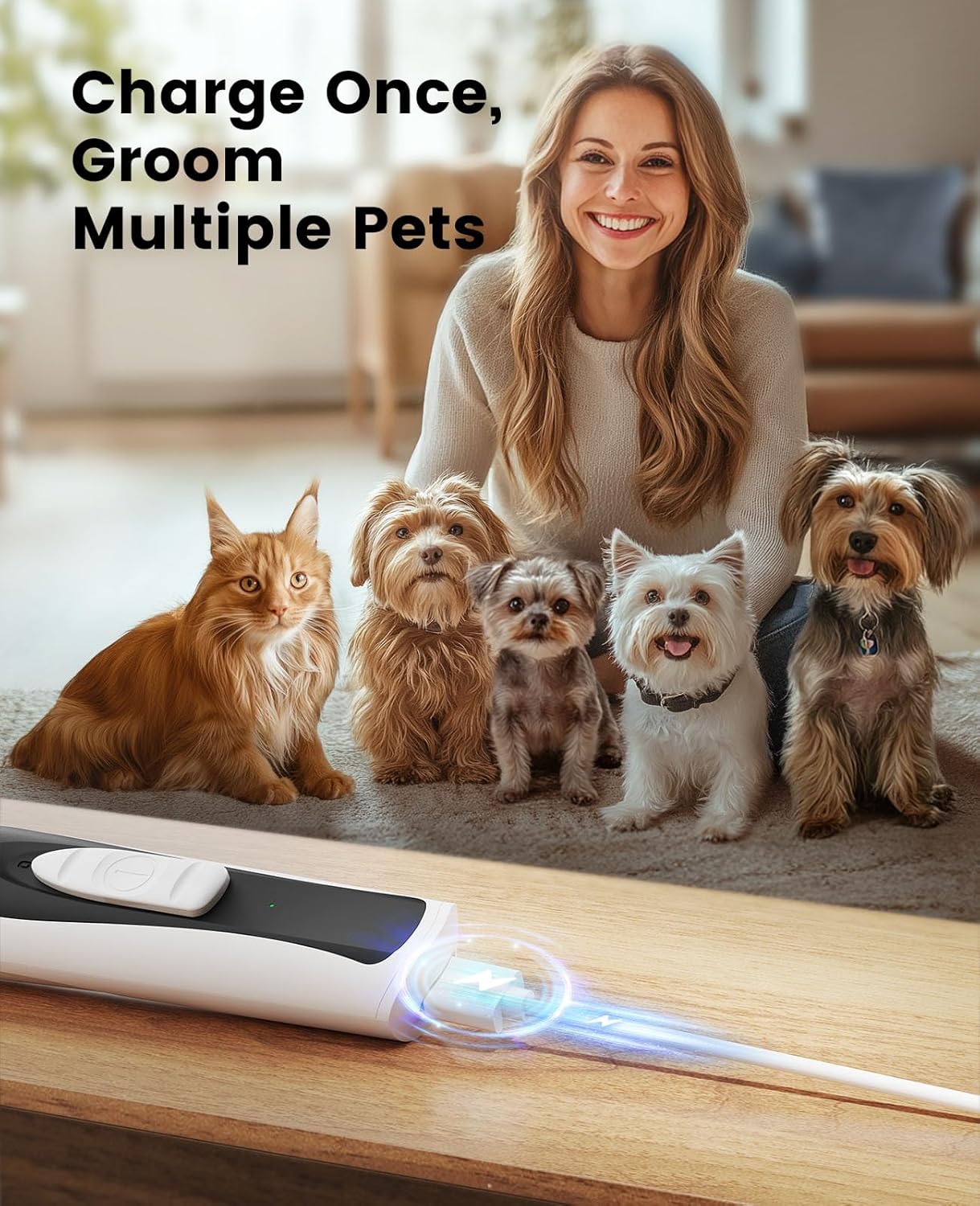 oneisall Low-Noise Dog Paw Trimmer with LED Light, Paw Trimmer for Dogs &Cats 0.8inch/20mm Wide Blade, 35dB Cordless Electric Pet Paw Grooming Clippers for Paws, Ears, Face, Rump - Happypetzone.online - Image 7