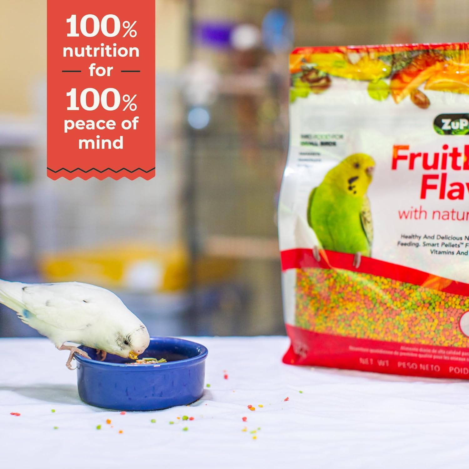 ZuPreem FruitBlend Bird Pellets, Daily Bird Food for Parakeet, Budgie, Parrotlet, Dove, Core Nutrition for Small Birds, Made in USA, Parakeet & Budgie Food (S, 2 lbs) - Happypetzone.online - Image 6