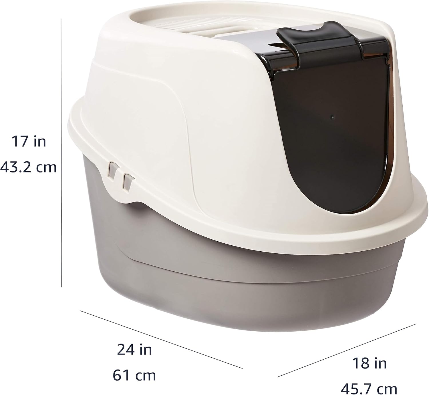 Amazon Basics No-Mess Hooded Enclosed Cat Litter Box with Odor Control and Swinging Door, Large, 24" x 18" x 17", Multicolor - Happypetzone.online - Image 4