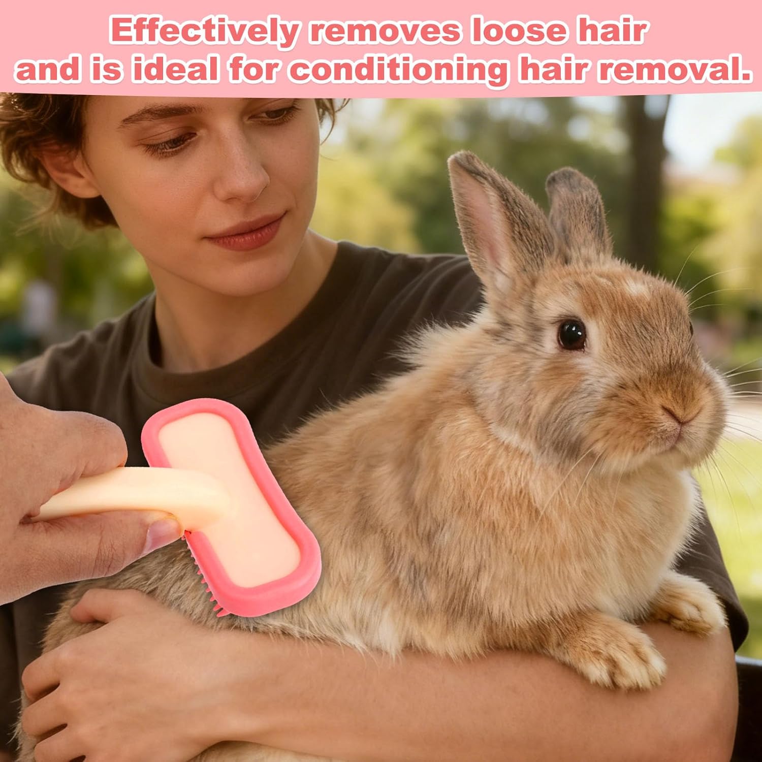 Rabbits Bunny Brush, 13.5x9cm/5.31x3.54in Durable Soft Silicone Rabbit Grooming Bunny Brush Practical Small Animal Massage Comb Suitable for Cats, Puppy Dogs, Kittens & Pets - Happypetzone.online - Image 3