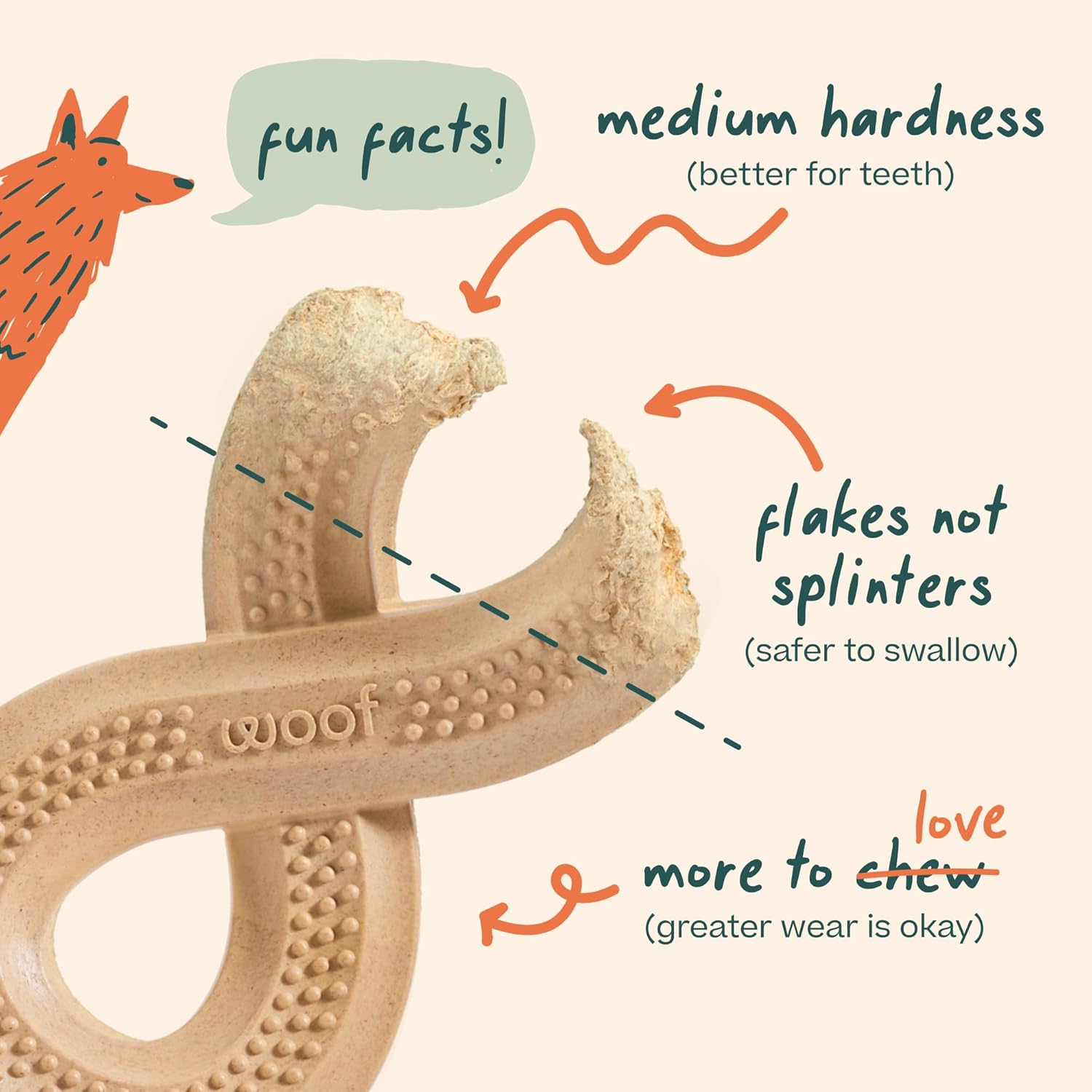 WOOF HonestChew Dog Toy Infinity - Durable Dog Chews - Made with Natural, Plant-Based Ingredients - Splinter-Resistant - Safer Than Dog Bones - Small - Happypetzone.online - Image 4