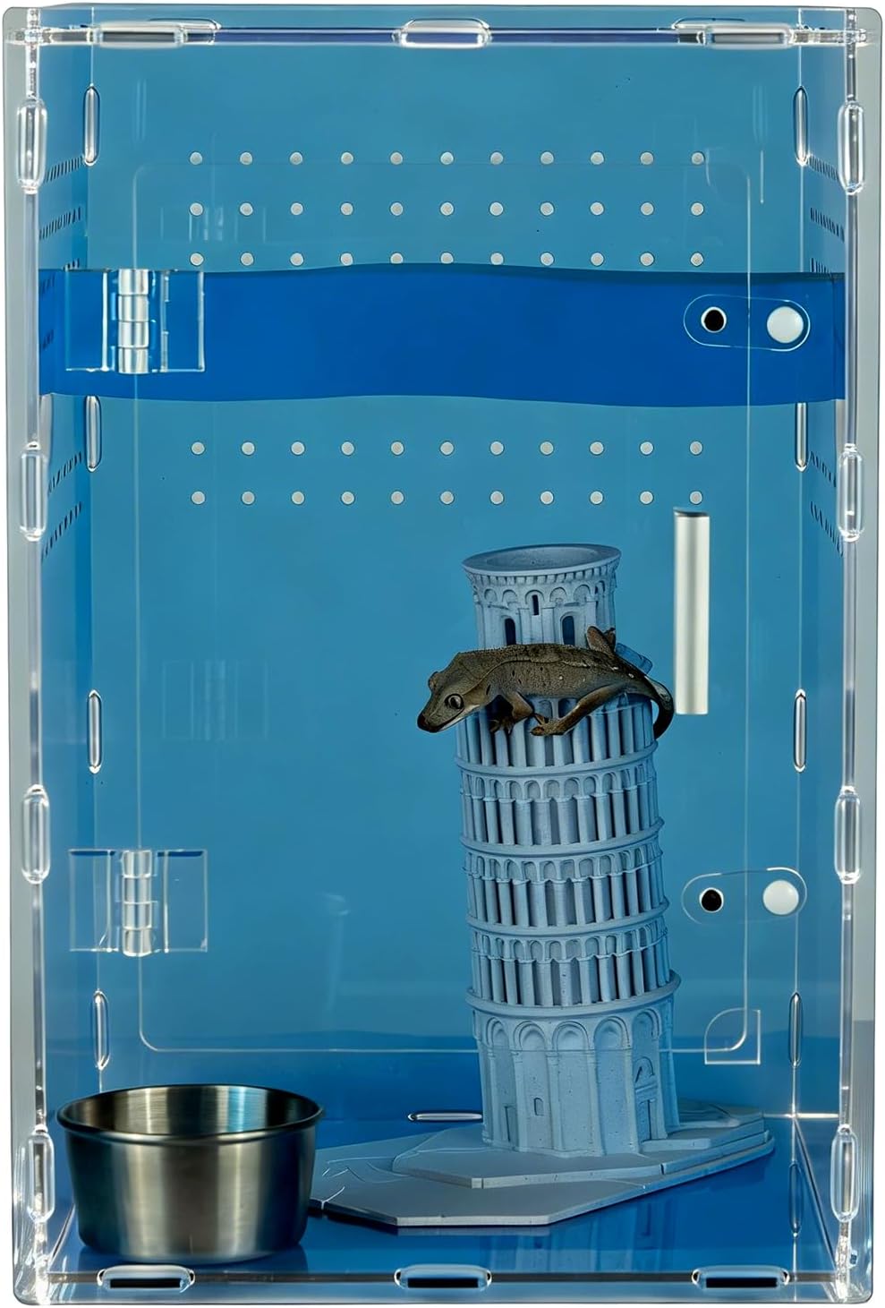8x8x12 Acrylic Reptile Tank – Cyberpunk Blue Reptile Enclosure Terrarium Inspired by New Caledonia Rainforest – Color Habitat for Geckos & Small Reptiles - Happypetzone.online - Image 2