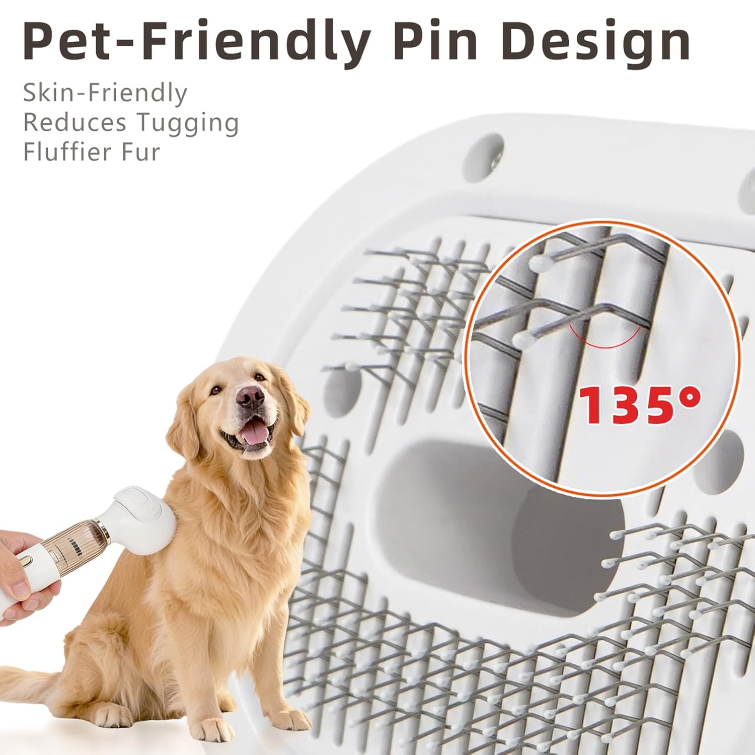Vacuum Grooming Brush for Dog,4-In-1 Slicker Brush Kit for Shedding, Undercoat Deshedding Tool,Loose Hair Remover for Dog & Cat, Portable Pet Grooming Vacuum (white) - Happypetzone.online - Image 7