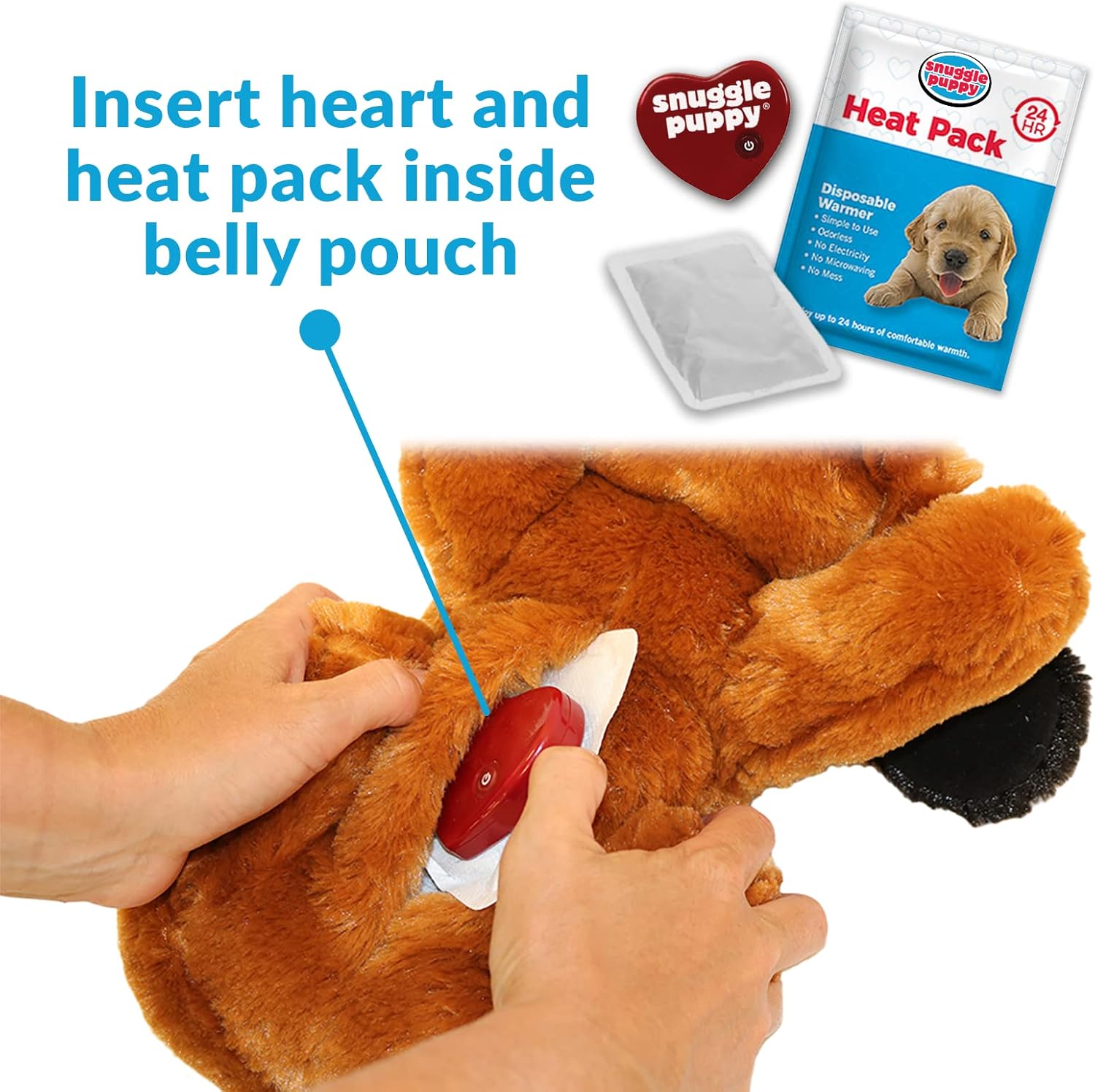 Snuggle Puppy Original Heartbeat Puppy Toy with Real-Feel Pulse & Heat Pack, Calming Sleep Aid for Puppy Anxiety, Crate Training, First Nights & New Puppy Transition - Biscuit - Happypetzone.online - Image 6