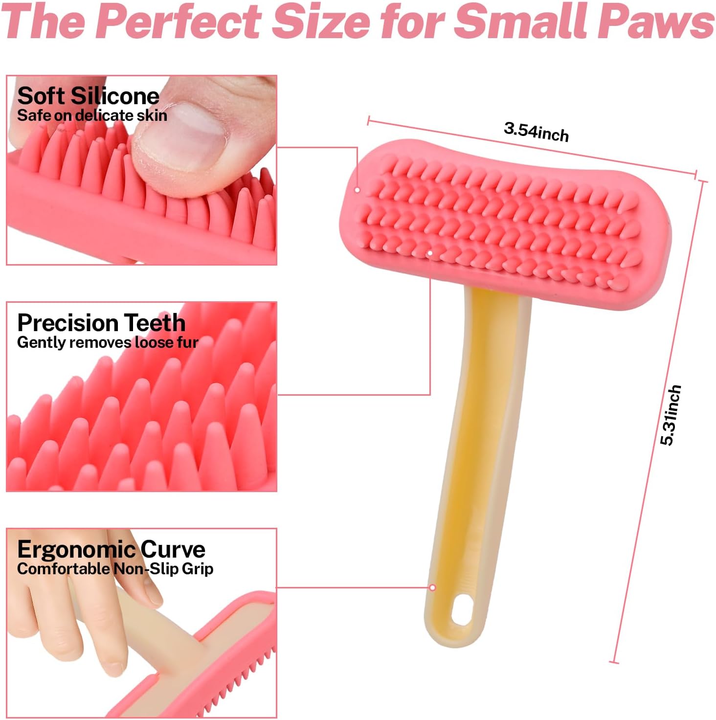 Bunny Brush, Soft Silicone Small Animal Brush, Short Hair Dog Brush - Removes Loose Fur, Detangles & Massages for Rabbits, Chinchillas, Kittens & Puppies During Shedding Season or Bath Time - Happypetzone.online - Image 2