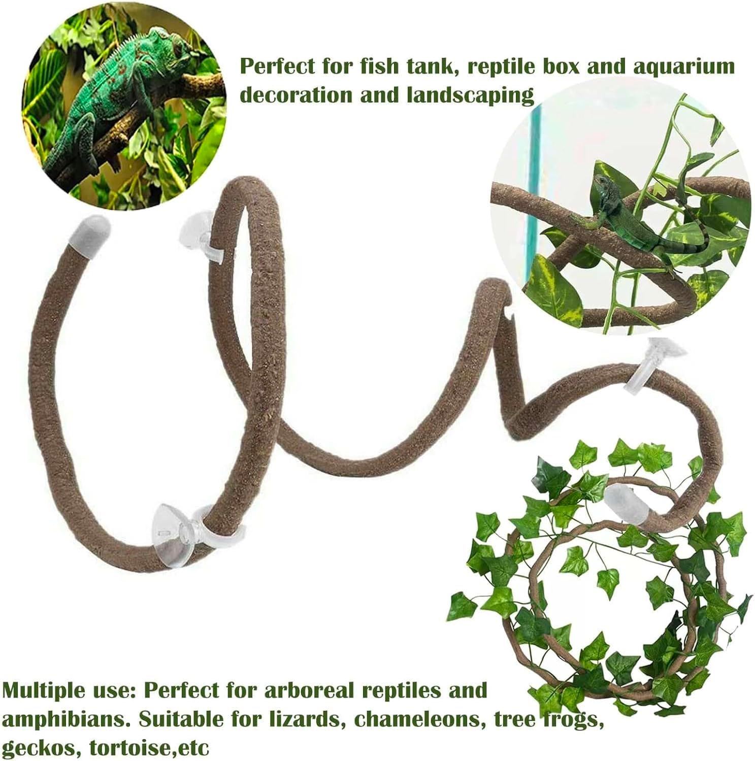 Leopard Gecko Tank Accessories. Reptile Hammock Vines Plants with Coconut Shell Ladder Hideout Hermit Crab Decor for Bearded Dragon Lizard Chameleon Crested Gecko Tortoise Snake - Happypetzone.online - Image 3