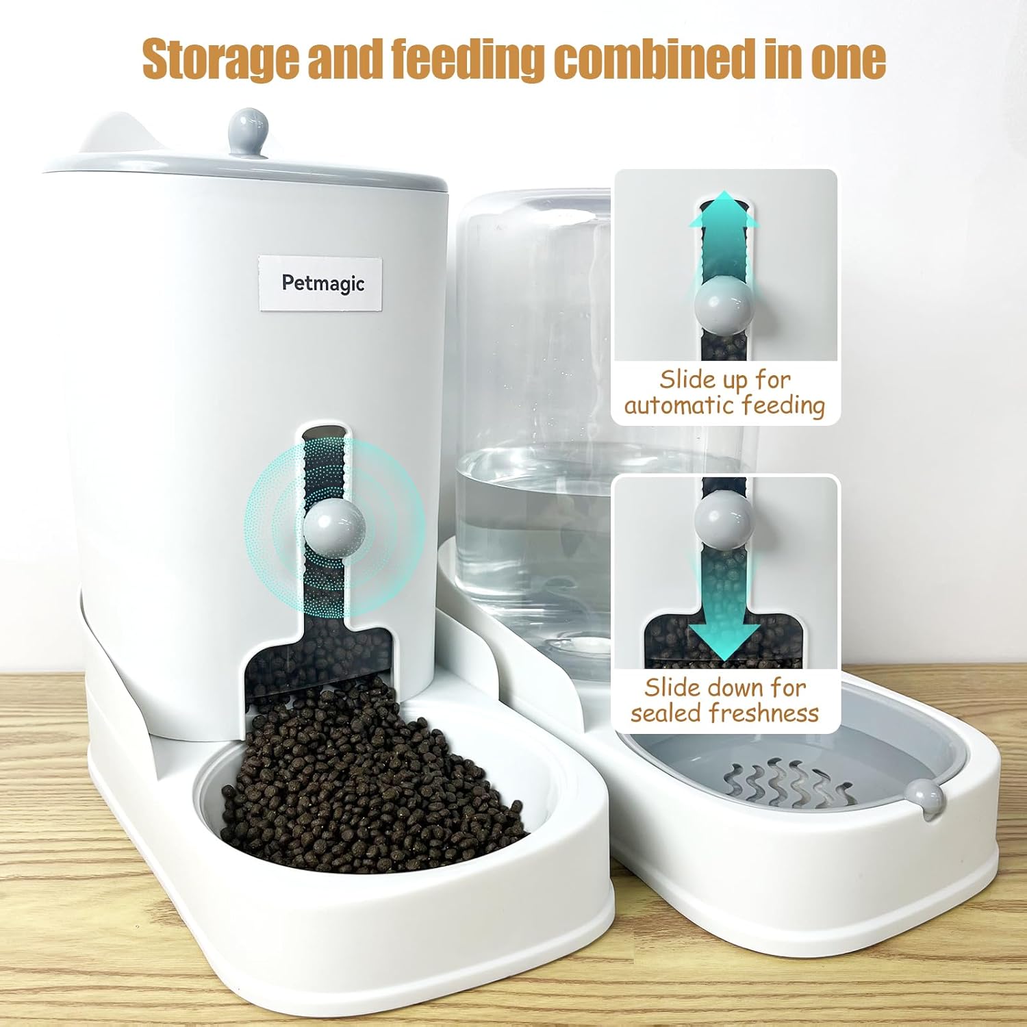 Gravity cat Feeder by Petmagic is a 3.6L Large-Capacity cat Food and Water Bowl Set. This Two-piece Set is Suitable for pet Feeding, Including Small and Medium-Sized Dogs, Kittens. - Happypetzone.online - Image 6