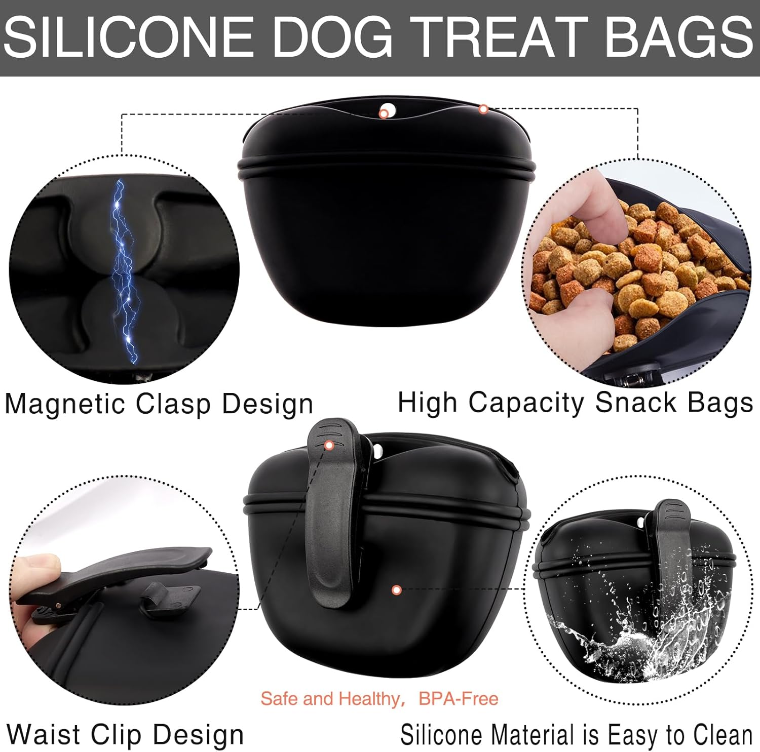 Dog Training Kit,Includes Pet Training Waist,Bag 2 Dog Training Clickers,Treat Pouch,Ultrasonic Silent Whistle,2 in 1 Whistle Clicker Clicker,Training Guide Booklet,2 Dog Poop Bags (Black) - Happypetzone.online - Image 3