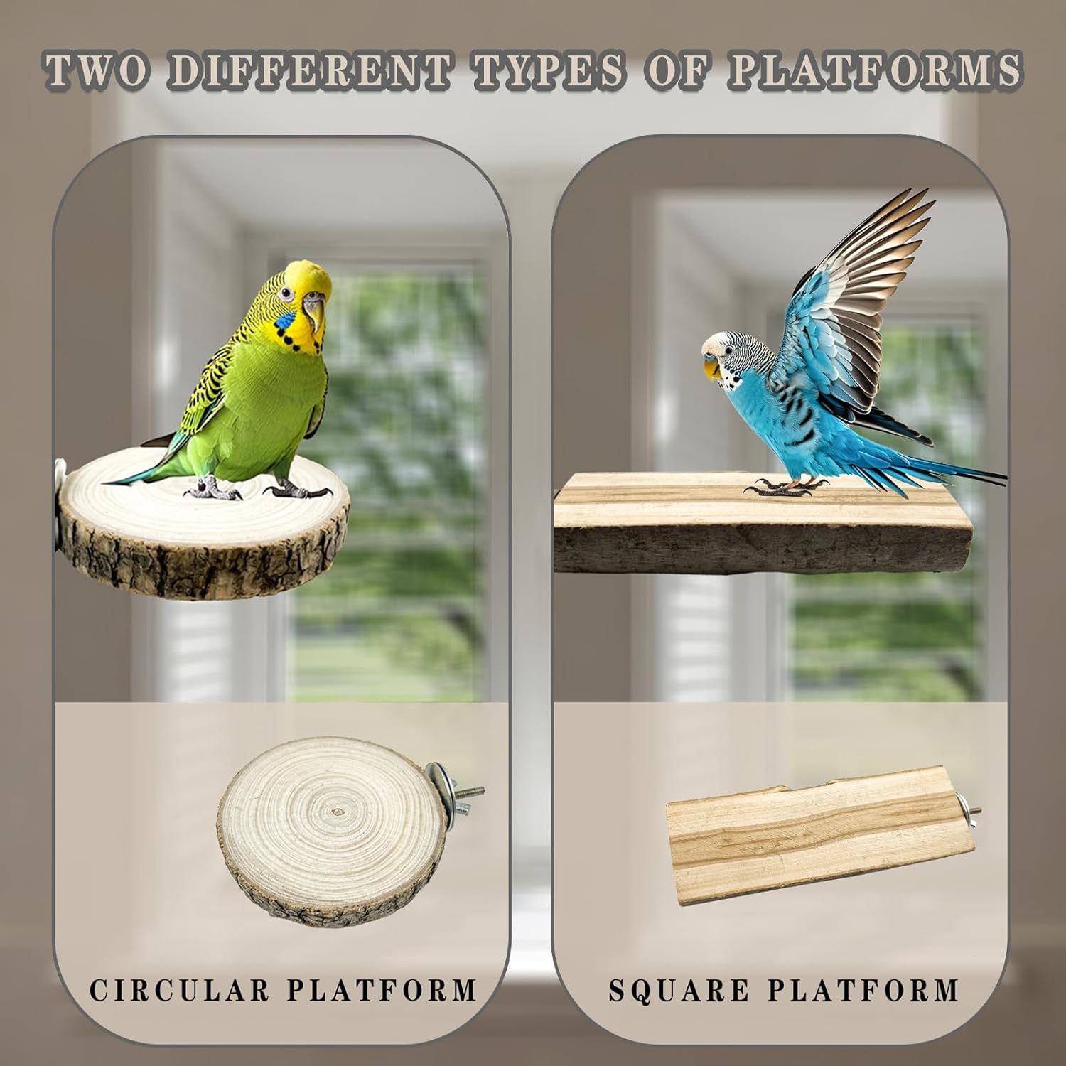 6 Pcs Medium Bird Perch Set, Natural Wood Bird Perches, Parrot Cage Toys for Cockatiels, Conures, Budgies, and Parakeets, Cage Accessories for Small and Medium Parrots - Happypetzone.online - Image 5