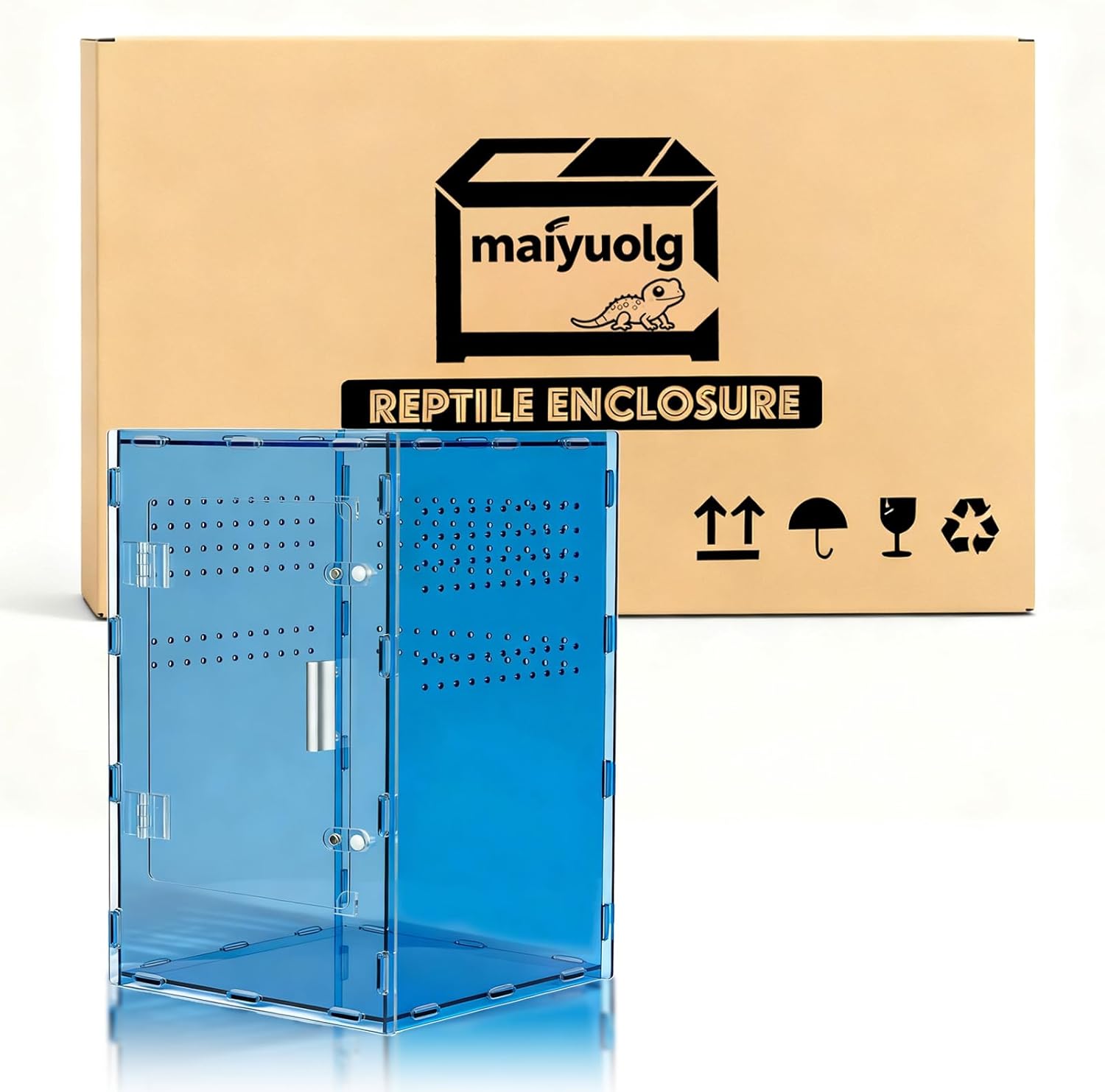 8x8x12 Acrylic Reptile Tank – Cyberpunk Blue Reptile Enclosure Terrarium Inspired by New Caledonia Rainforest – Color Habitat for Geckos & Small Reptiles - Happypetzone.online - Image 5