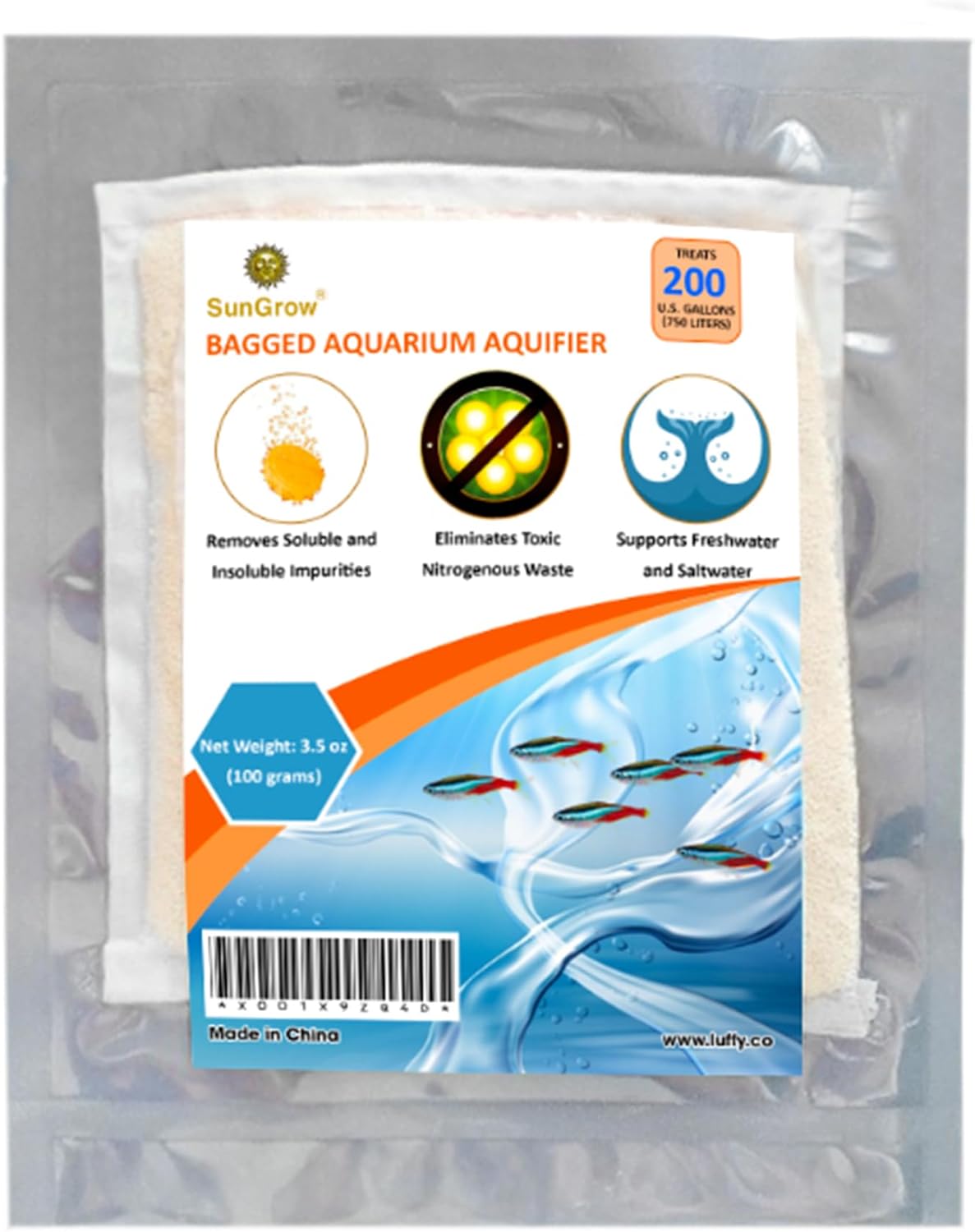 SunGrow Aquarium Resin Filter Media – Remove Ammonia, Nitrite & Nitrate Clear Brown Water from Indian Almond Leaves & Driftwood, for Freshwater & Saltwater Fish Tanks, Fine Mesh Bag Included - Happypetzone.online - Image 2