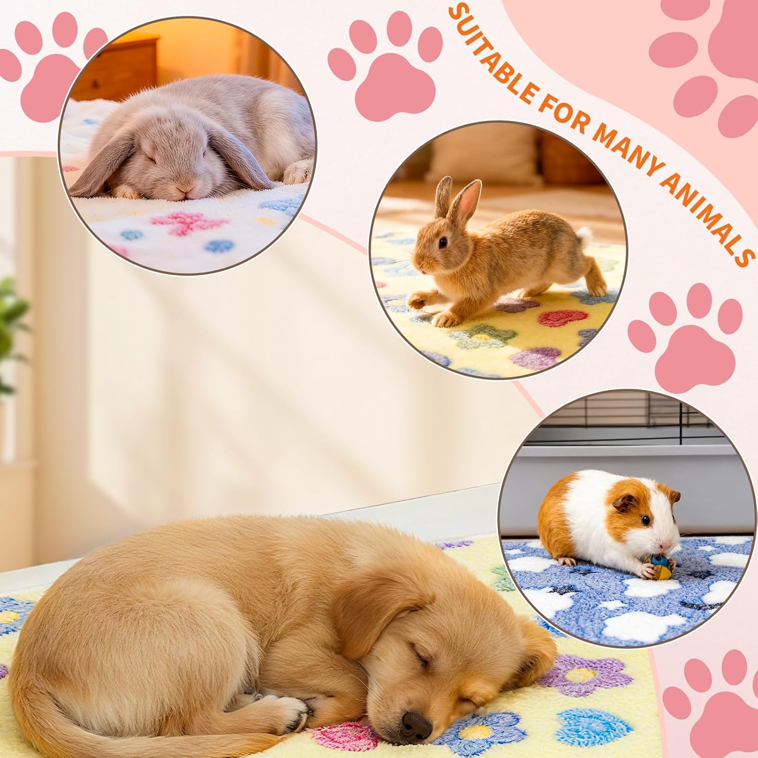 PETKNOWS 6PCS Guinea Pig Fleece Blankets, Washable Small Animal Fleece Bedding Cage Liners Absorbent Pet Pee Pad Sleep Mat Pad Cover for Hamster Ferret Rabbit Chinchilla Hedgehog - Happypetzone.online - Image 6