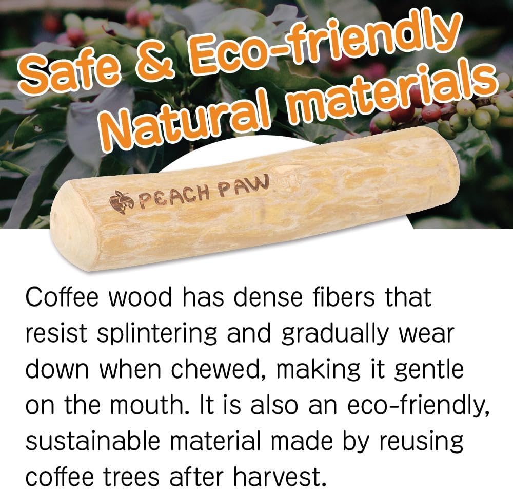 Peach Paw Coffee Wood Chew Dog Toy – Natural Coffee Tree Wood Stick for Dogs, Stress Relief, Large Dogs (L) - Happypetzone.online - Image 6