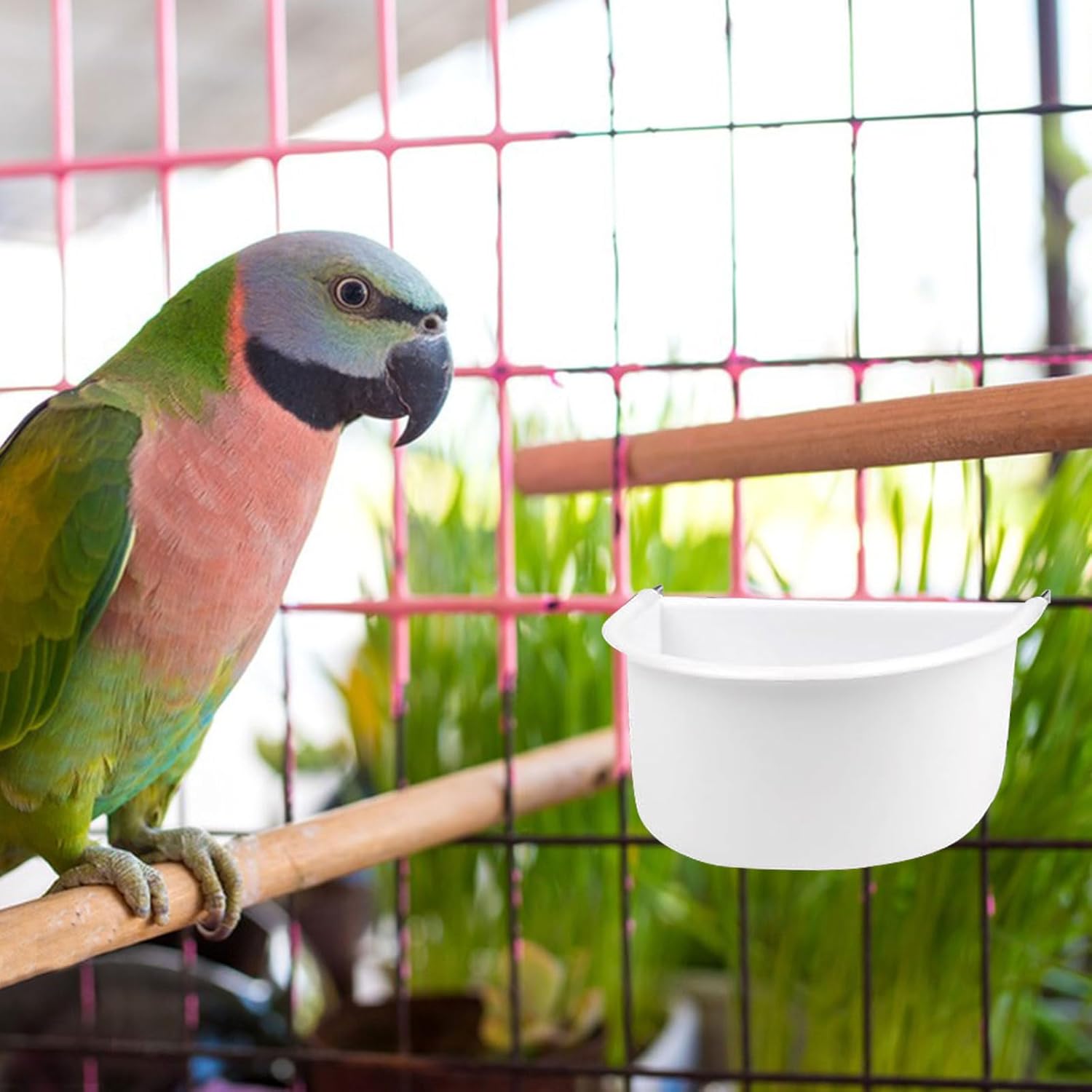 Bird Feeder, 2 Pcs Plastic Bird Food Feeder, Bird Water Cage Accessories, Hanging Bird Food Bowl Cups for Parrots Small Birds Pigeons Parakeet - Happypetzone.online - Image 5