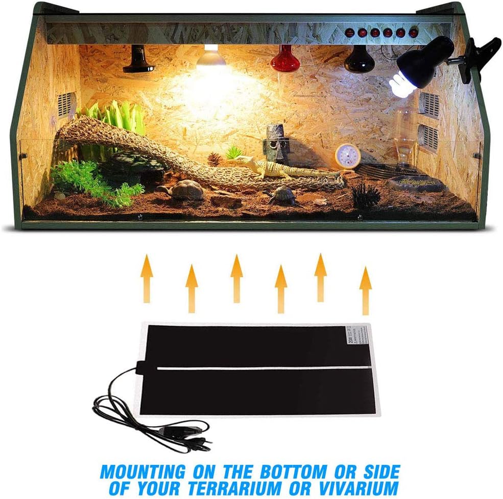 Reptile Heating Pad with Temperature Adjustment, 110V Non-Adhesive Heat Mat for Reptiles Tortoise Snakes Lizard Gecko Hermit Crab Turtle Amphibians - 20W Terrarium Heat Pad - Happypetzone.online - Image 2