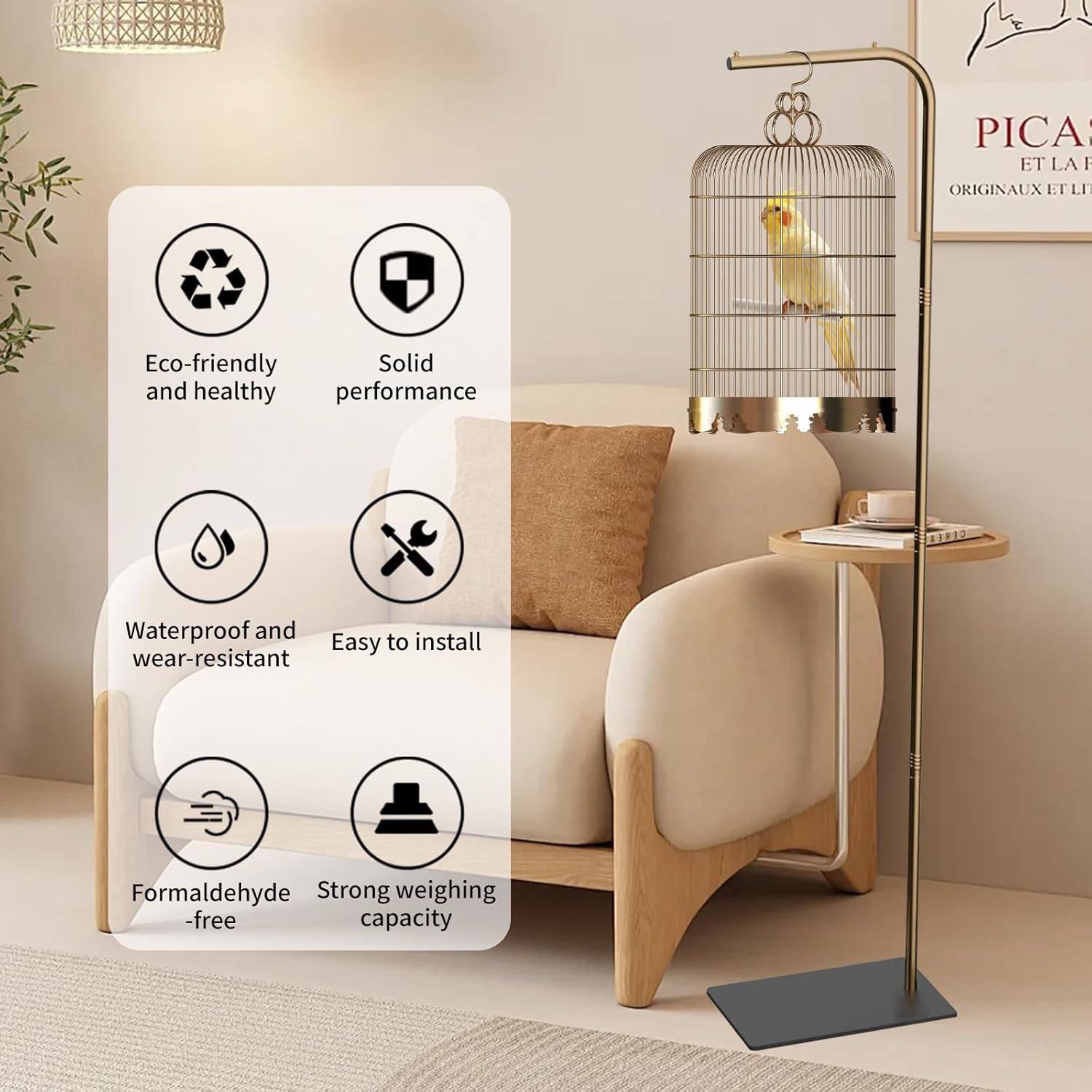 TBTFW 67 Inch High Hanging Bird Cage, Bird Cage Stand, Feeder Stand with Base, Suitable for Hanging Various Types of Birdcages(Weight Limit: Within 35 Pounds) - Happypetzone.online - Image 3