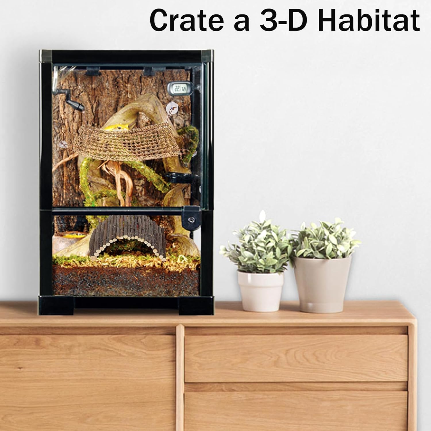 RUNANIA Bearded Dragon Tank Accessories, Reptile Mat Hammock Plants Bridge Jungle Climber Vines Terrarium Decorations for Bearded Dragon Lizard Snake - Happypetzone.online - Image 5