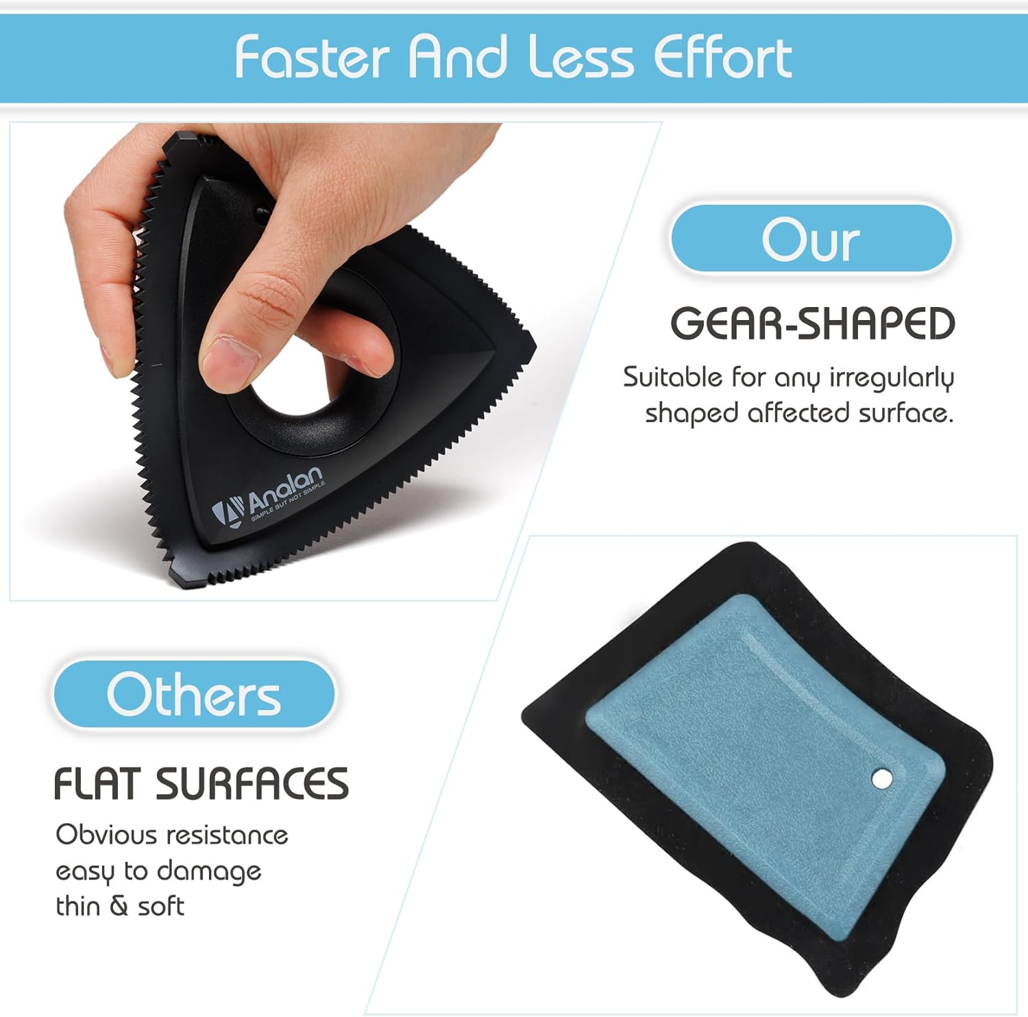 Analan Mini Pet Hair Remover for Car Detailing Supplies, Carpet Dog Hair Remover for Car Interior, Triangle Dog Hair Remover for Auto Detailing, Couch, Furniture, Lint, Carpet (Jet Black) - Happypetzone.online - Image 4