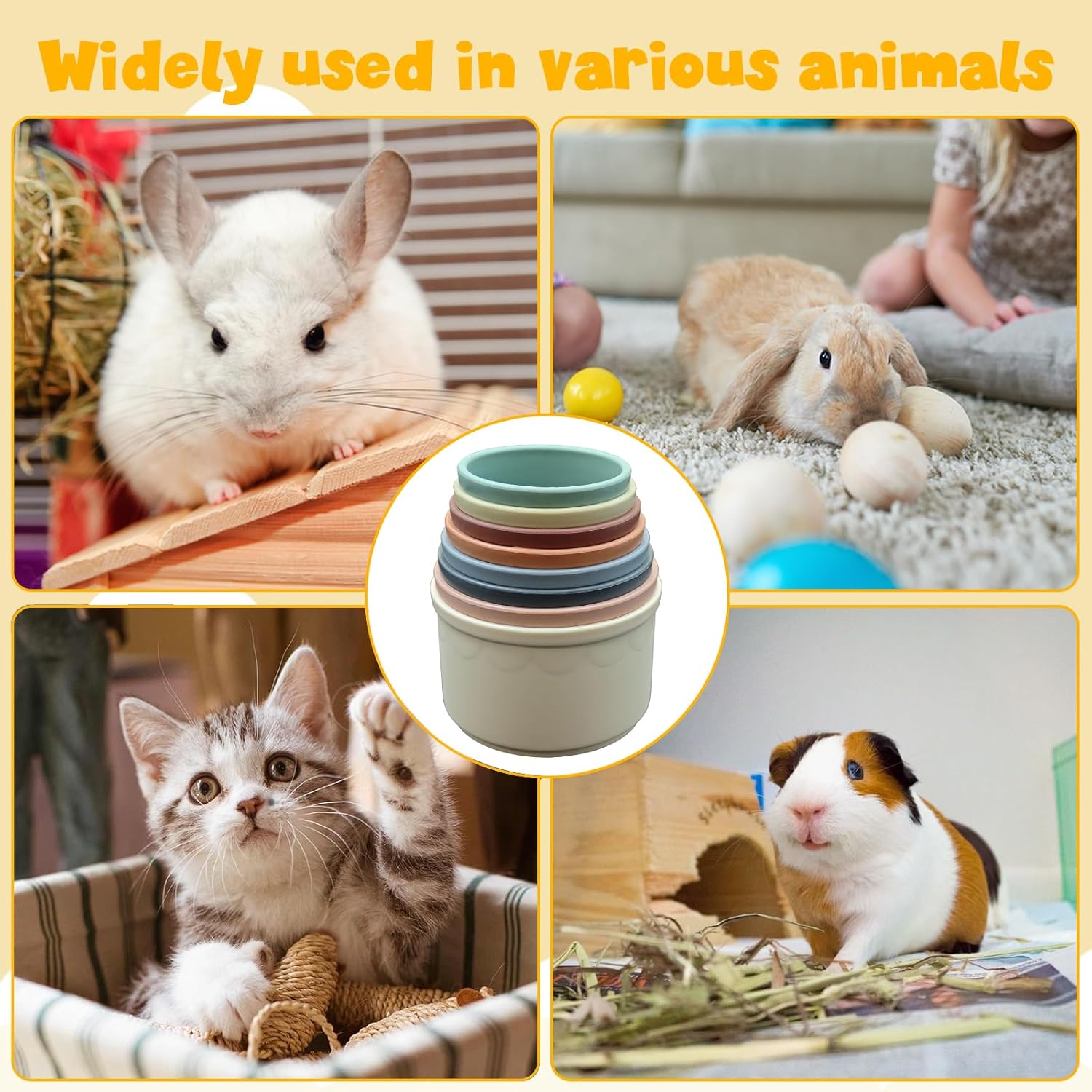 8 Pcs Stacking Cups for Small Animal Toys,Nesting Rabbit Toys of Different Sizes,Safe Plastic Colorful Nesting Toys for Bunny Guinea Pig Hiding Food and Playing - Happypetzone.online - Image 6