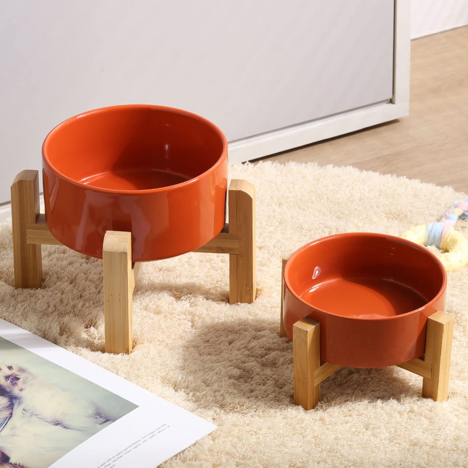 Petygooing 28 OZ Rust Red Elevated/Raised Ceramic Dog Bowl for Small and Medium Breeds, Dog Food Water Dish with Stand,Pet Feeding Bowl with Anti Slip Rubber for Cats Small and Medium Dogs (3.6 Cups) - Happypetzone.online - Image 5