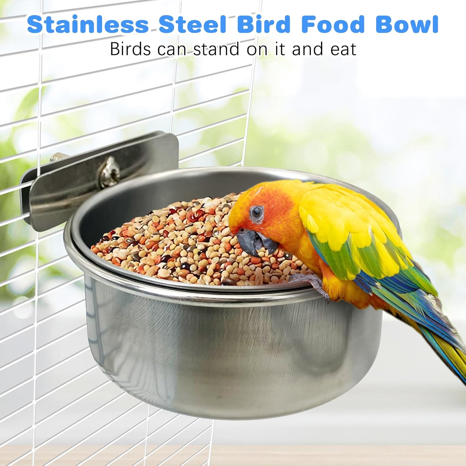 Tfwadmx Bird Feeding Dish Cups Parrot Food Bowl Clamp Holder Coop Cup, 2PCS Bird Cage Water Bowl for Parakeet African Greys Conure Cockatiels Lovebird Budgie Chinchilla - Happypetzone.online - Image 5
