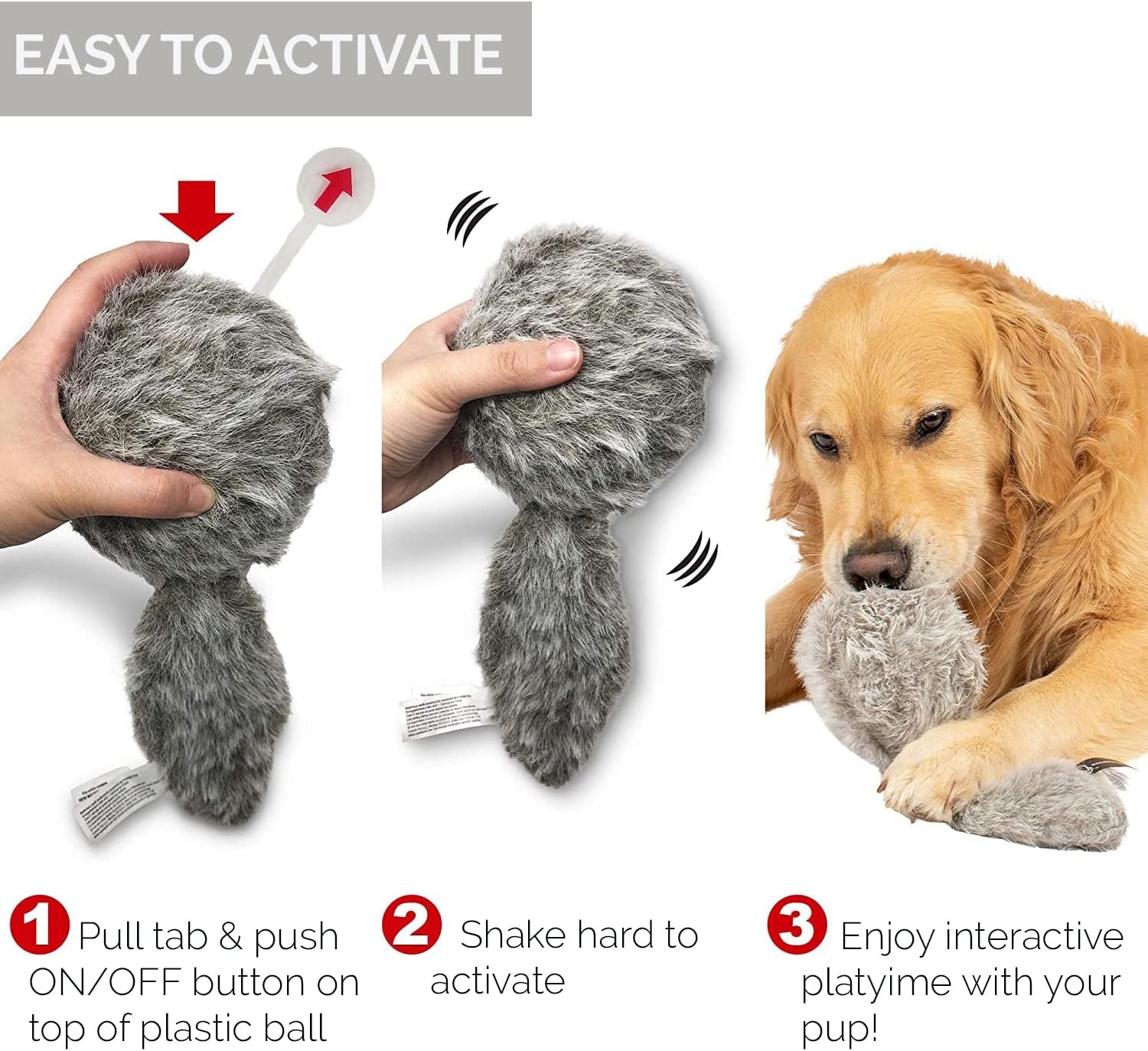 Hyper Pet Doggie Tail Interactive Plush Automatic Dog Toys, Durable, Wiggles, Vibrates, and Barks, Batteries Included, for All Dog Breeds, Boredom Buster - Happypetzone.online - Image 4