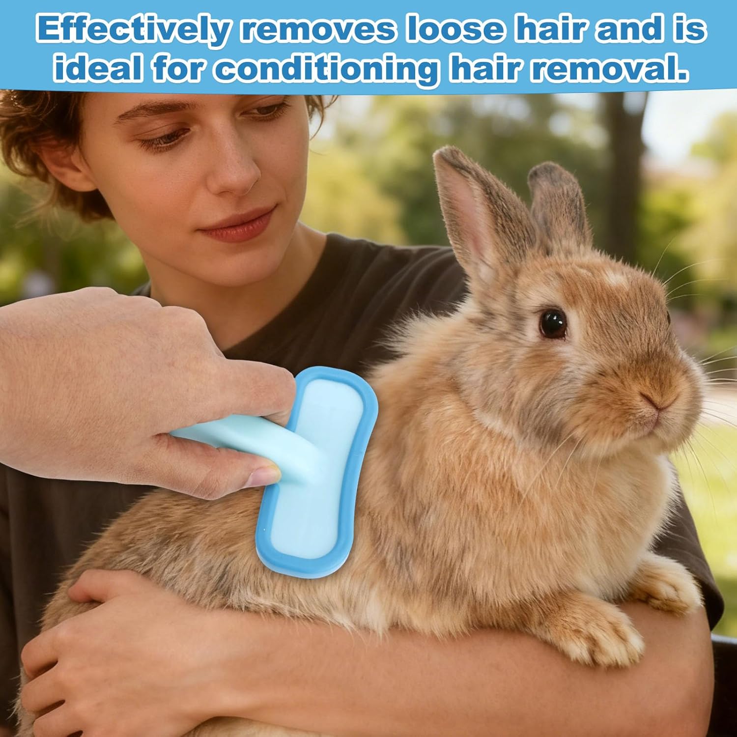 Rabbits Bunny Brush, 13.5x9cm/5.31x3.54in Durable Soft Silicone Rabbit Grooming Bunny Brush Practical Small Animal Massage Comb Suitable for Cats, Puppy Dogs, Kittens & Pets (Blue) - Happypetzone.online - Image 3