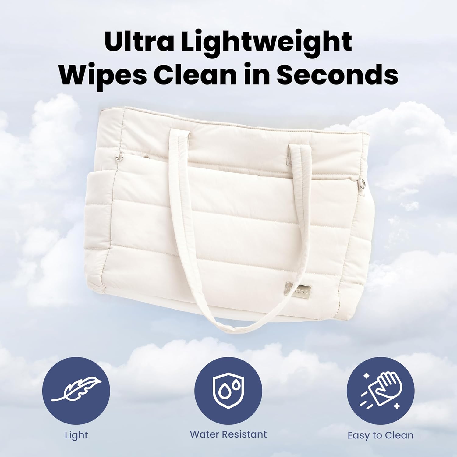 rubyloo Puffer Dog Travel Bag for Dog Moms – Doggy Diaper Bag with Pet Bowls & Food Storage or Everyday Puffy Tote – Doggy Mom Gifts for Women – Lightweight, Travel-Ready Gift for Pet Lovers – Beige - Happypetzone.online - Image 8