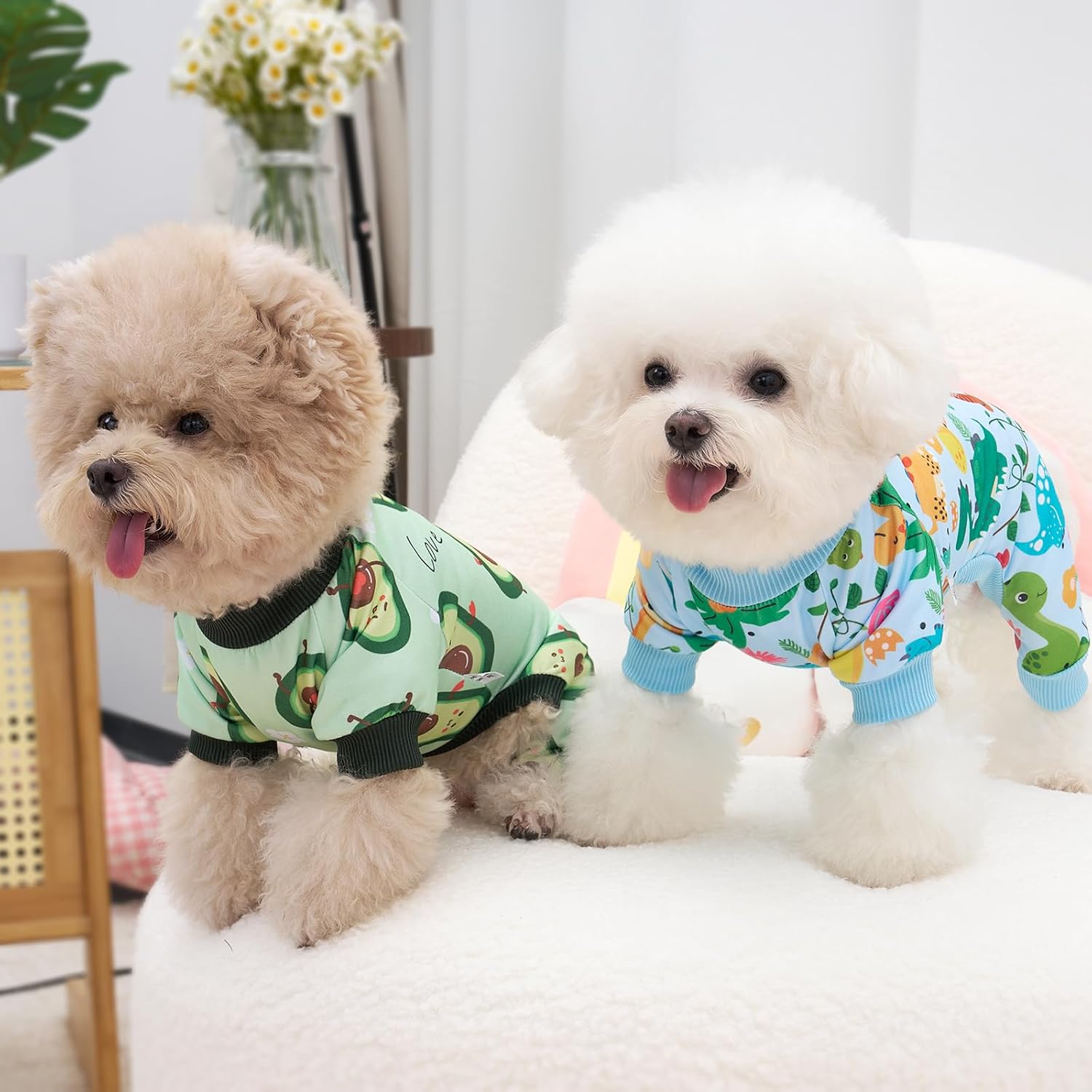 XPUDAC 4 Pack Dog Pajamas Soft Strechy Summer Doggie Clothes for Small Medium Dogs Boy Girl Dog Onesie Puppy Pjs Cat Apparel-Small - Happypetzone.online - Image 3