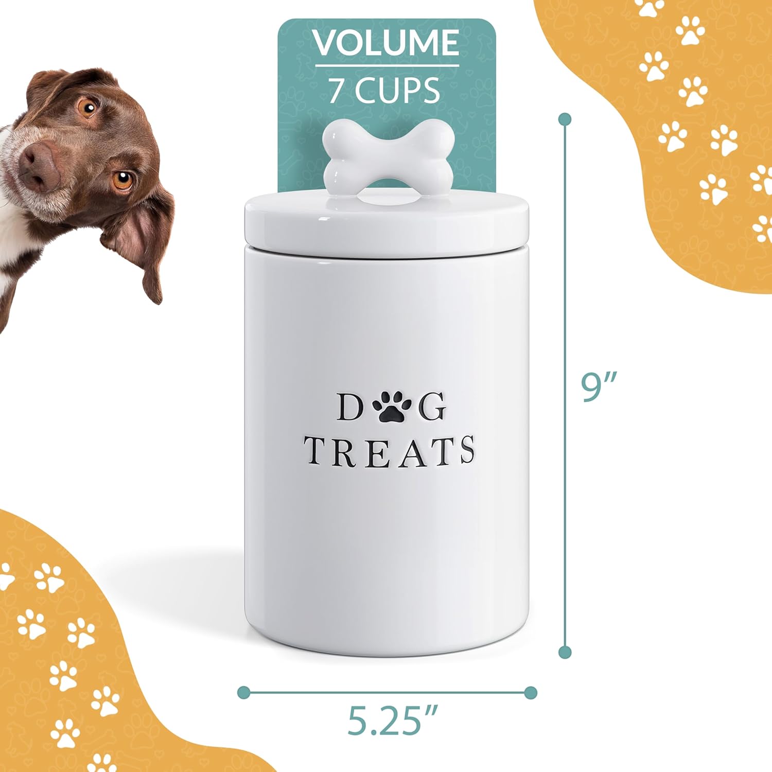 Barnyard Designs Large Dog Treat Container Airtight with Lid, Cute Rustic Ceramic Dog Treat Storage Jar for Kitchen Counter (White) - Happypetzone.online - Image 5