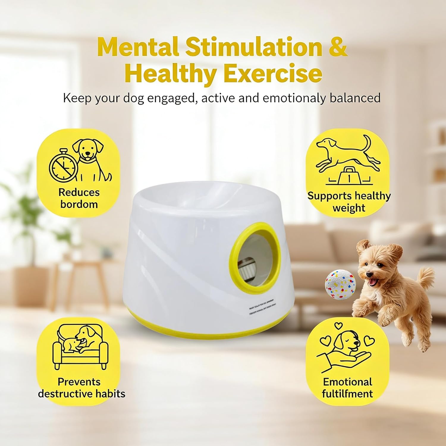 Automatic Dog Ball Launcher for Small Dogs & Medium Dogs, Interactive Fetch Machine with 3 Launch Distances (15–45 FT), USB Rechargeable, Includes 6 ETPU Balls - Happypetzone.online - Image 7