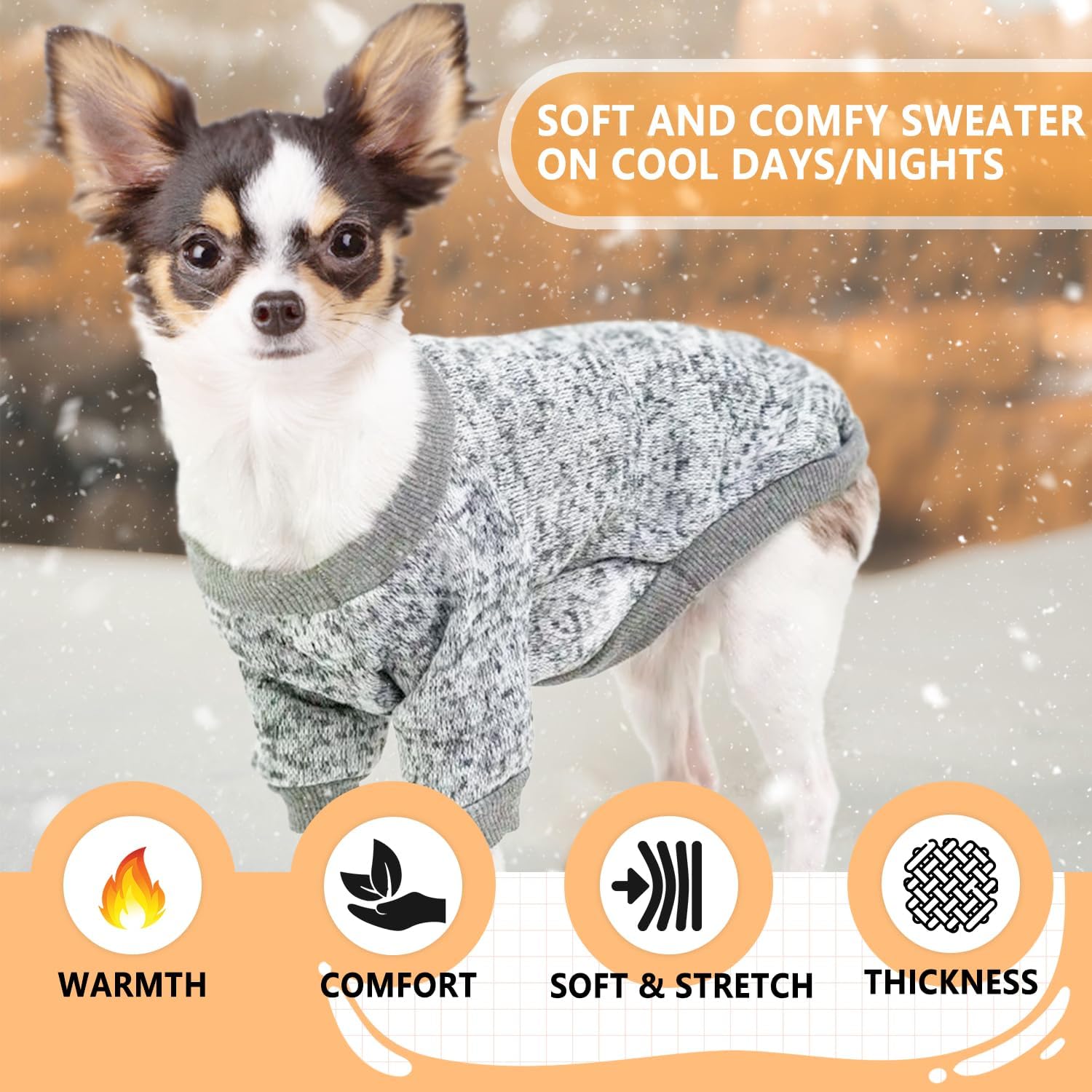2 Pieces Dog Sweaters for Small Dogs Fall Dog Clothes Male Winter Fleece Pet Sweaters Warm Thick Puppy Outfit Small Dog Sweater for Boy Girl Dogs Teacup Dog, Yorkie, Chihuahua, Pug, XXS,Grey Navy - Happypetzone.online - Image 3