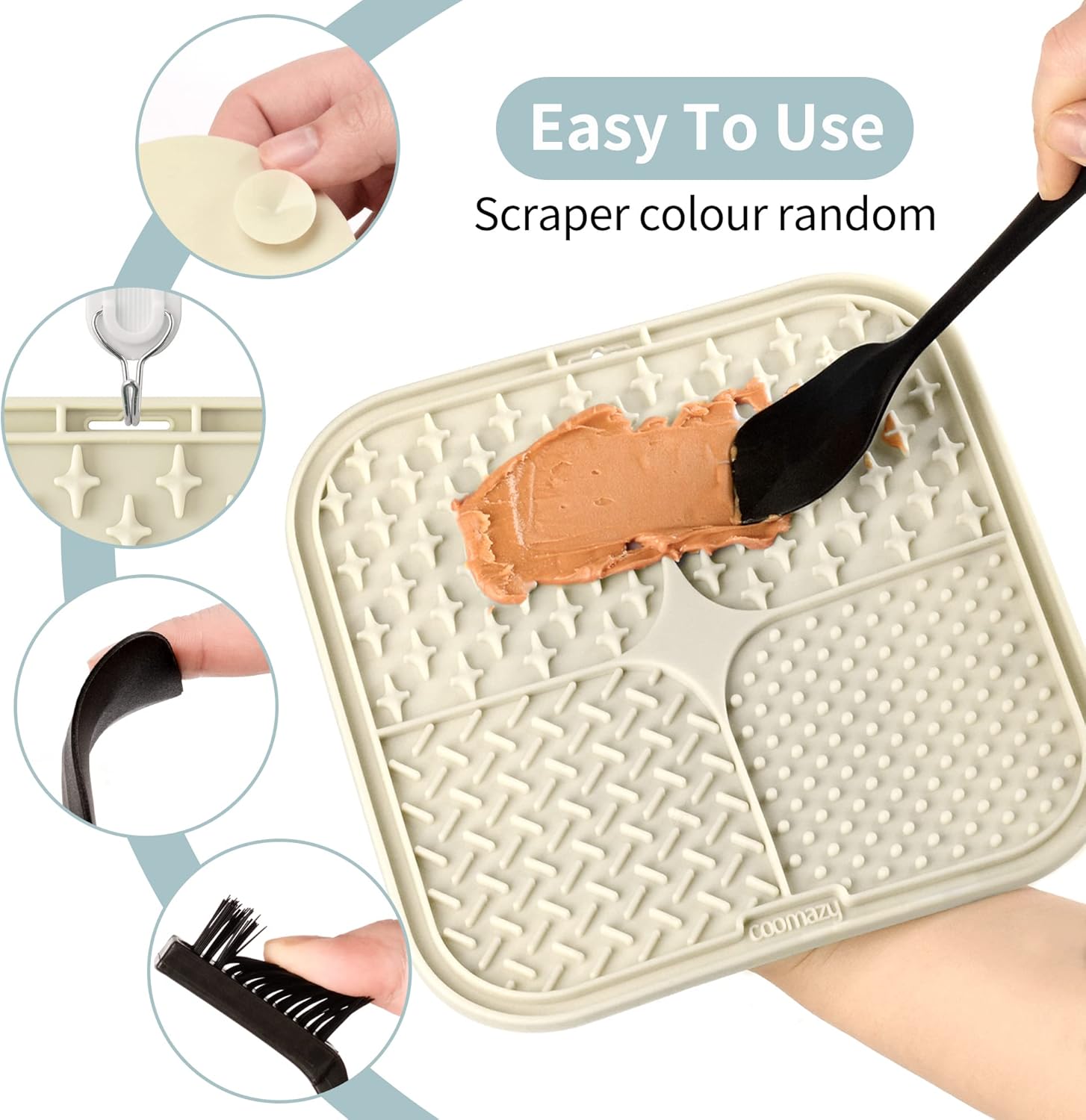 Coomazy Lick Mat for Dog and Cat, Slow Feeder & Non-Slip Design, Boredom and Anxiety Reducer, Suitable for Food, Treats, Yogurt, Peanut Butter and Liver Paste, Non-Toxic, 2-Packs - Happypetzone.online - Image 3