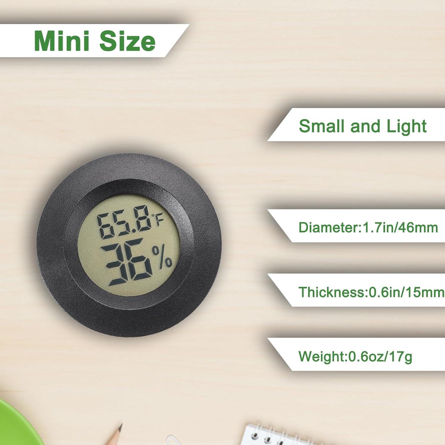 Reptile Thermometer and Humidity Gauge Digtal Terrarium Thermometer Circular Bearded Dragon Cage Accessories Reptile Temp and Humidity Gauge for Leopard Gecko Hermit Crab Gecko Lizard Etc 2pc - Happypetzone.online - Image 2
