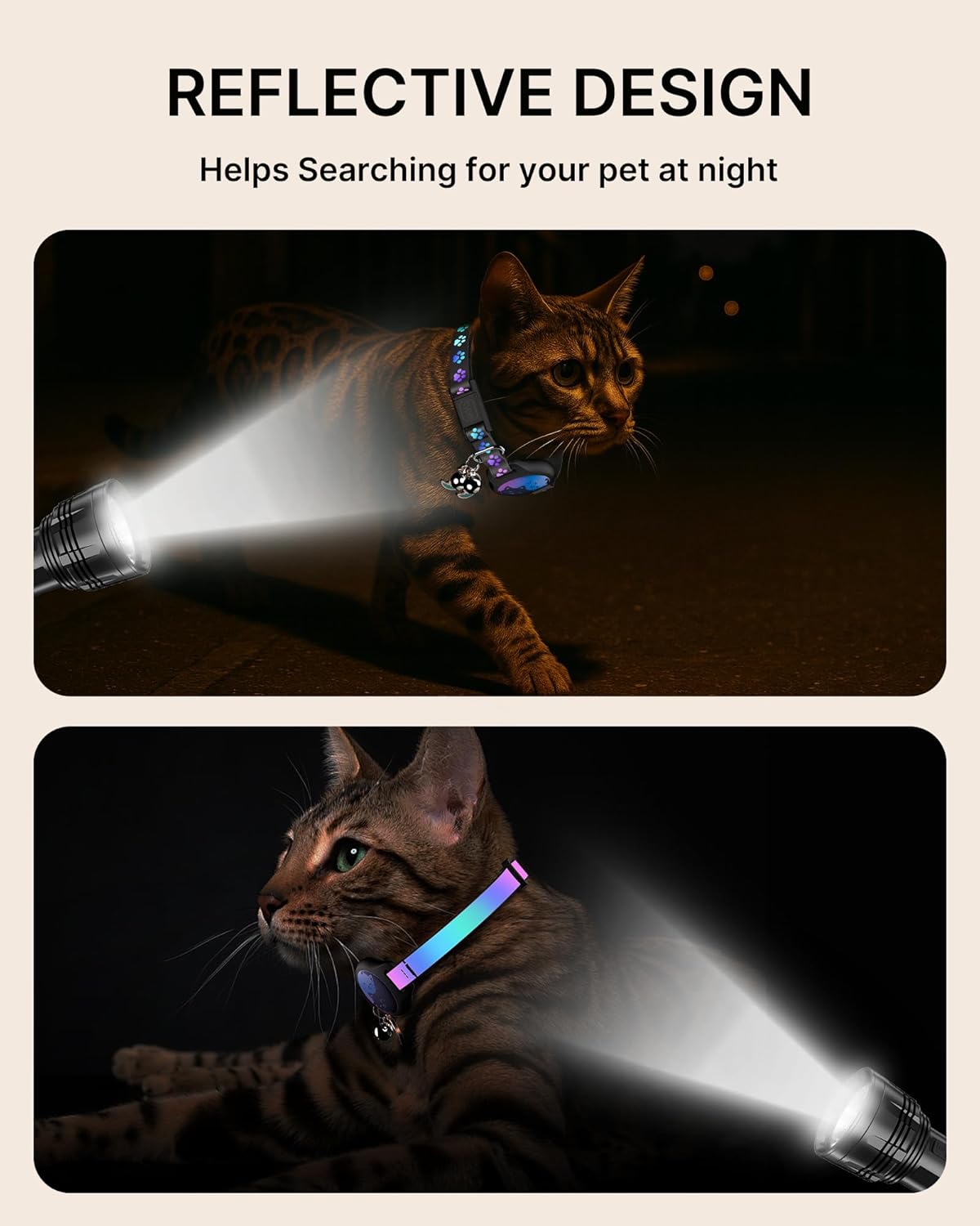 Cat Collar with Airtag Holder, 2 Pack Waterproof Breakaway Kitten Collar for Apple AirTag GPS Tracker, Adjustable Cat Collar with Buckle, Bell & Reflective Pattern for Cats, Kittens, Black (8-11") - Happypetzone.online - Image 5