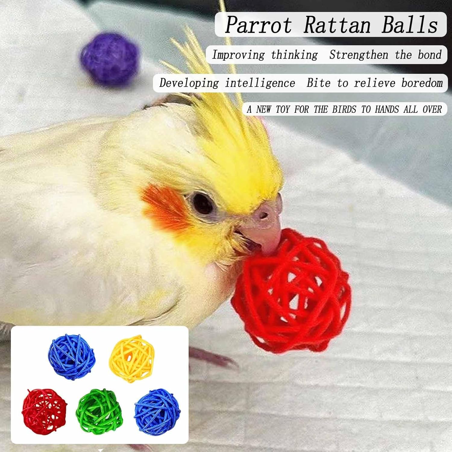 8 PCS Natural Wood Bird Perches Stand for Cage, 5 PCS Parrot Rattan Balls, Wooden Hanging Multi-Branch Perches Platform, Hammock Swing Toy for Parakeets, Budgies, Cockatiels, Conures, Macaws (13 PCS) - Happypetzone.online - Image 6