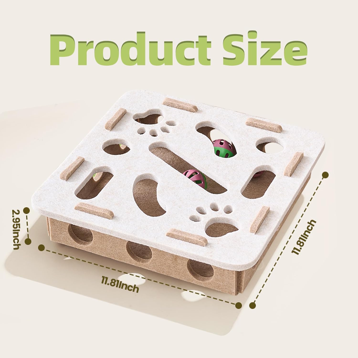 Interactive Cat Puzzle Feeder Toy - Felt Maze Box with 3 Jingle Balls for Indoor Cats Kittens | Mental Stimulation, Slow Feeding, Fun Exercise & Natural Hunting Instincts - Happypetzone.online - Image 5