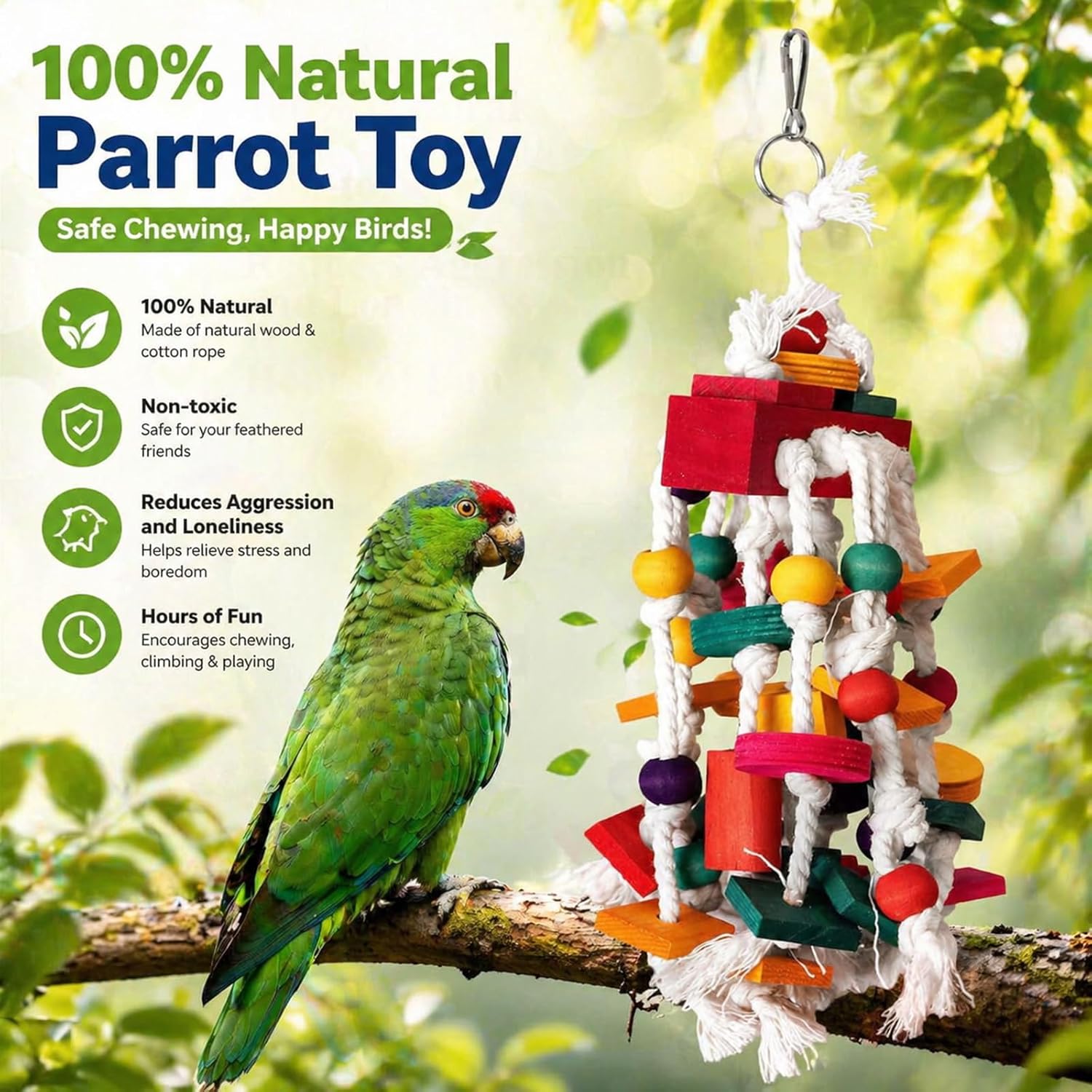Rypet Bird Chewing Toy - Parrot Cage Bite Toys Wooden Block Bird Parrot Toys for Small and Medium Parrots and Birds - Happypetzone.online - Image 4