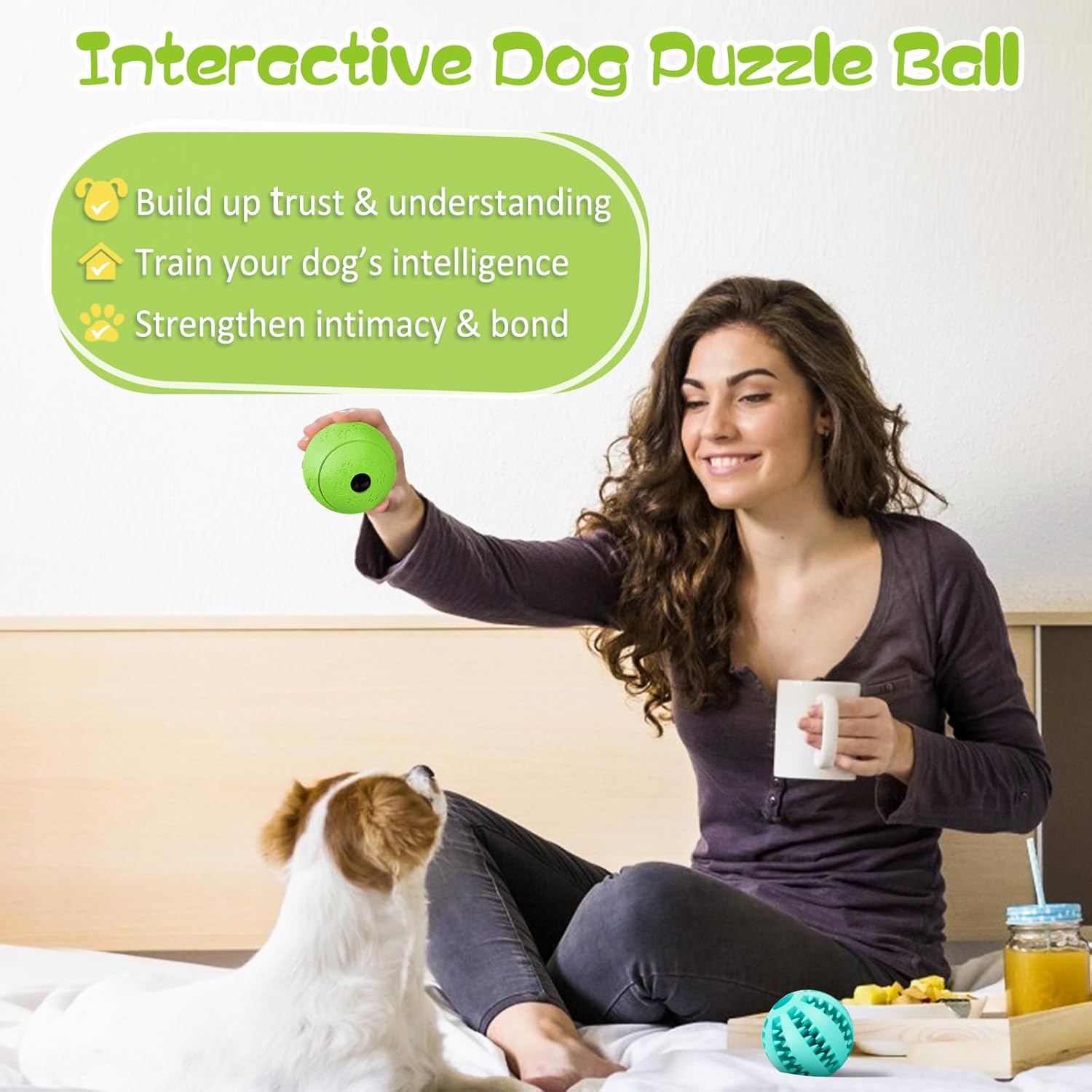 HIPPIH Dog Puzzle Toy 2 Pack, Interactive Dog Toys for Treat Dispensing, Durable Puppy Toys for Teething, Dog Treat Ball for Teeth/Slow Feeder/IQ Training/Playing, Blue-2.75‘’, Green-3.14‘’ - Happypetzone.online - Image 5