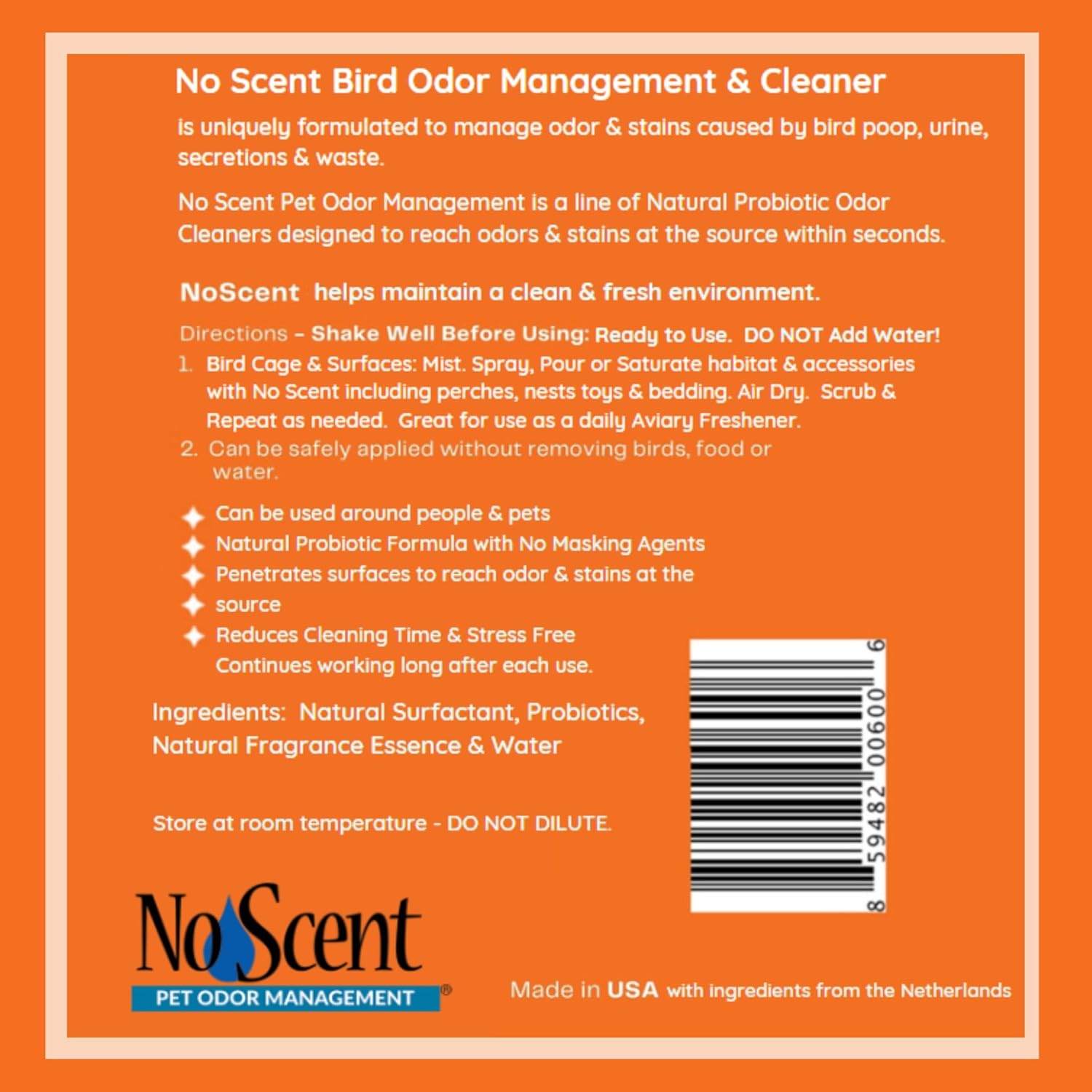 No Scent Bird Cage Cleaner Spray & Pet Odor Management, Natural Aviary Freshener (2 Fl Oz / 59 mL) Pack of 2 - Happypetzone.online - Image 4