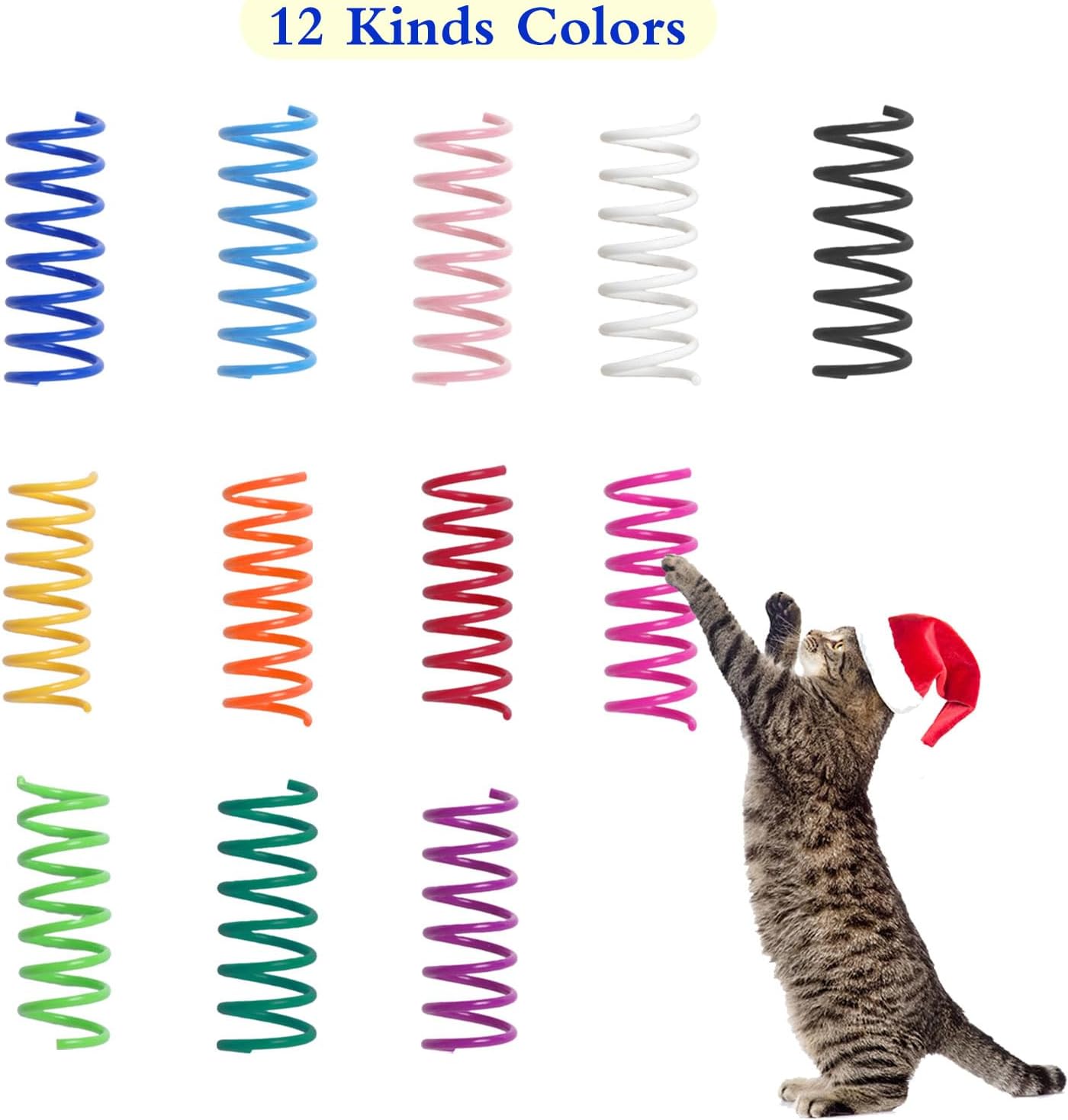 12PCS 12Colors Cat Spring Toys for Indoor Cats, Interactive Coil Springs for Self Play, Durable Heavy Plastic Cat Spiral Spring, Hunting, Biting, Swatting Creative Kitten Toy. - Happypetzone.online - Image 4