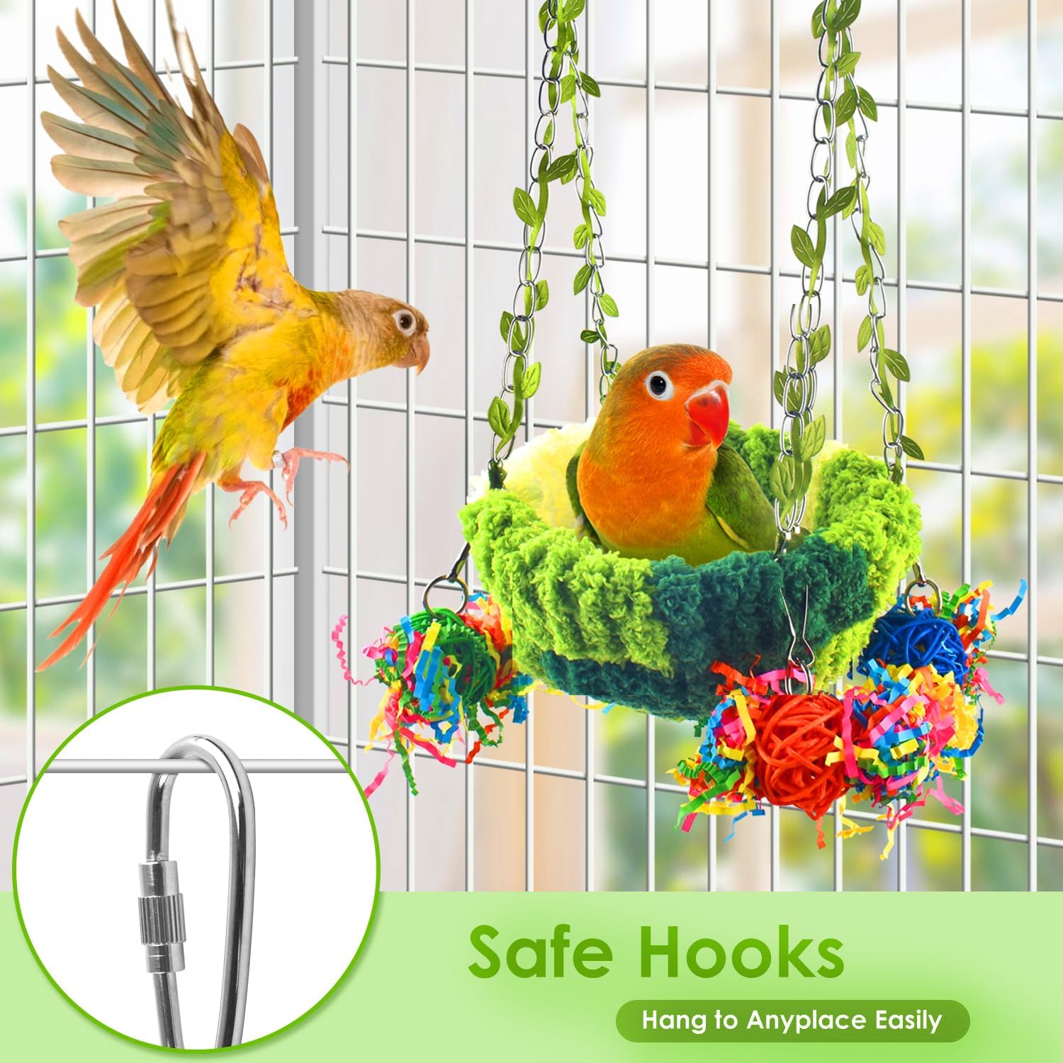 KATUMO Bird Nest, Conure Breeding Bed Parrotlet Snuggle Nest Lovebird Bed Bird Swing Bed for Small Birds, Size Small - Happypetzone.online - Image 3