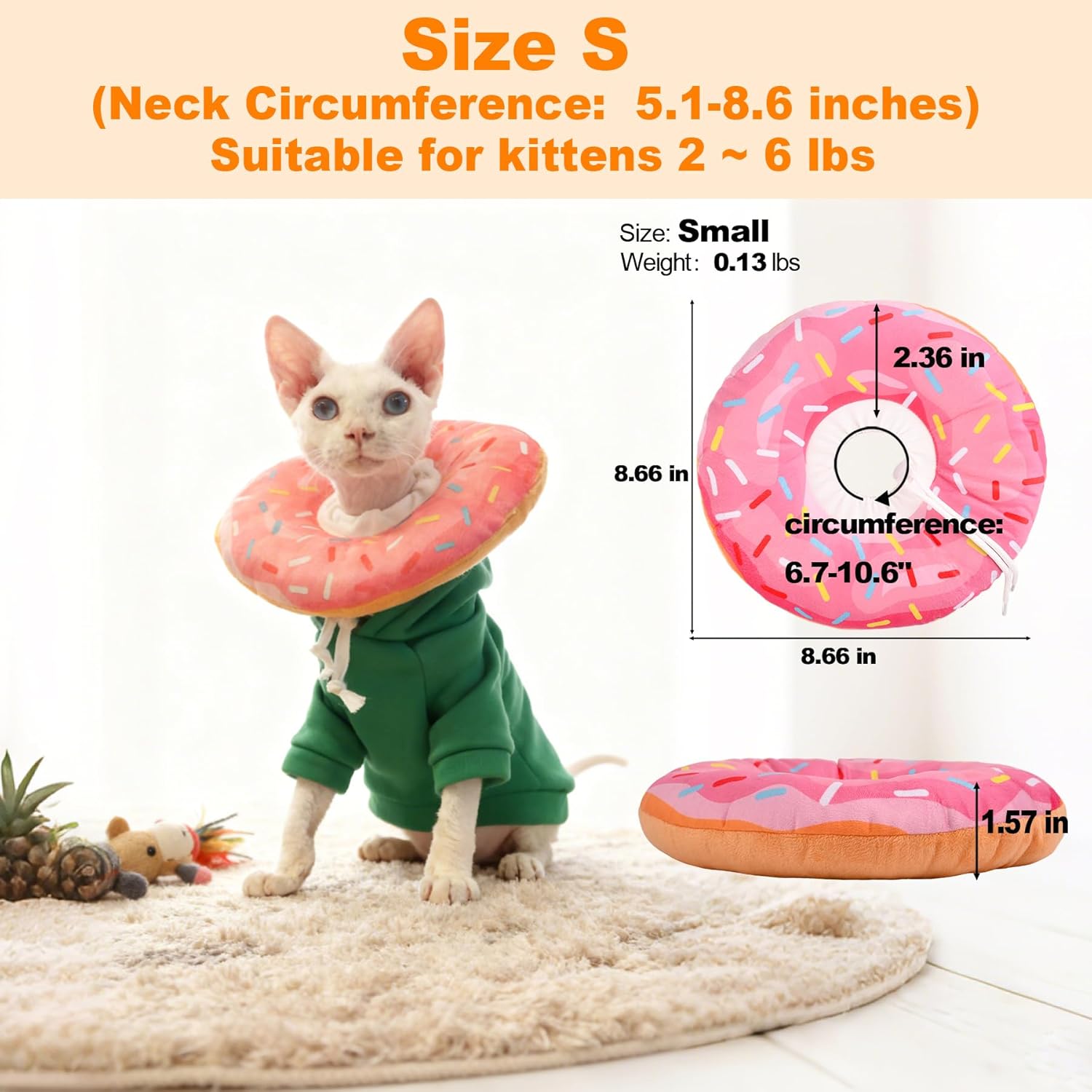 Cat Cone Collar Soft, Comfortable Cat Donut Collar After Surgery, Adjustable Elizabethan Recovery Collars & Cones to Stop Licking, Lightweight Neck Collar Soft Cone for Cats Kitten (Pink, Small) - Happypetzone.online - Image 2
