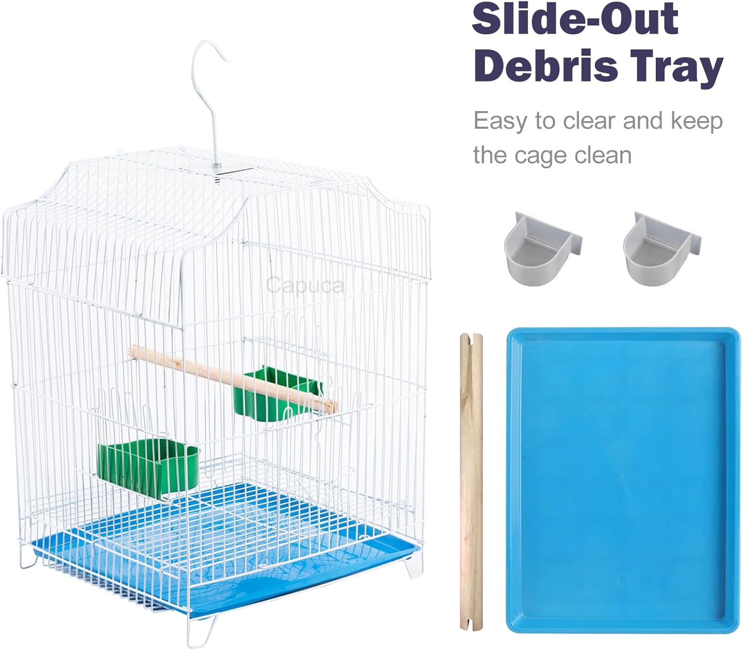 Small Bird Travel Cage - Lightweight Starter Kit for Parakeets, Lovebirds, Finches, Canaries Blue Includes Removable Tray & Accessories - Happypetzone.online - Image 4