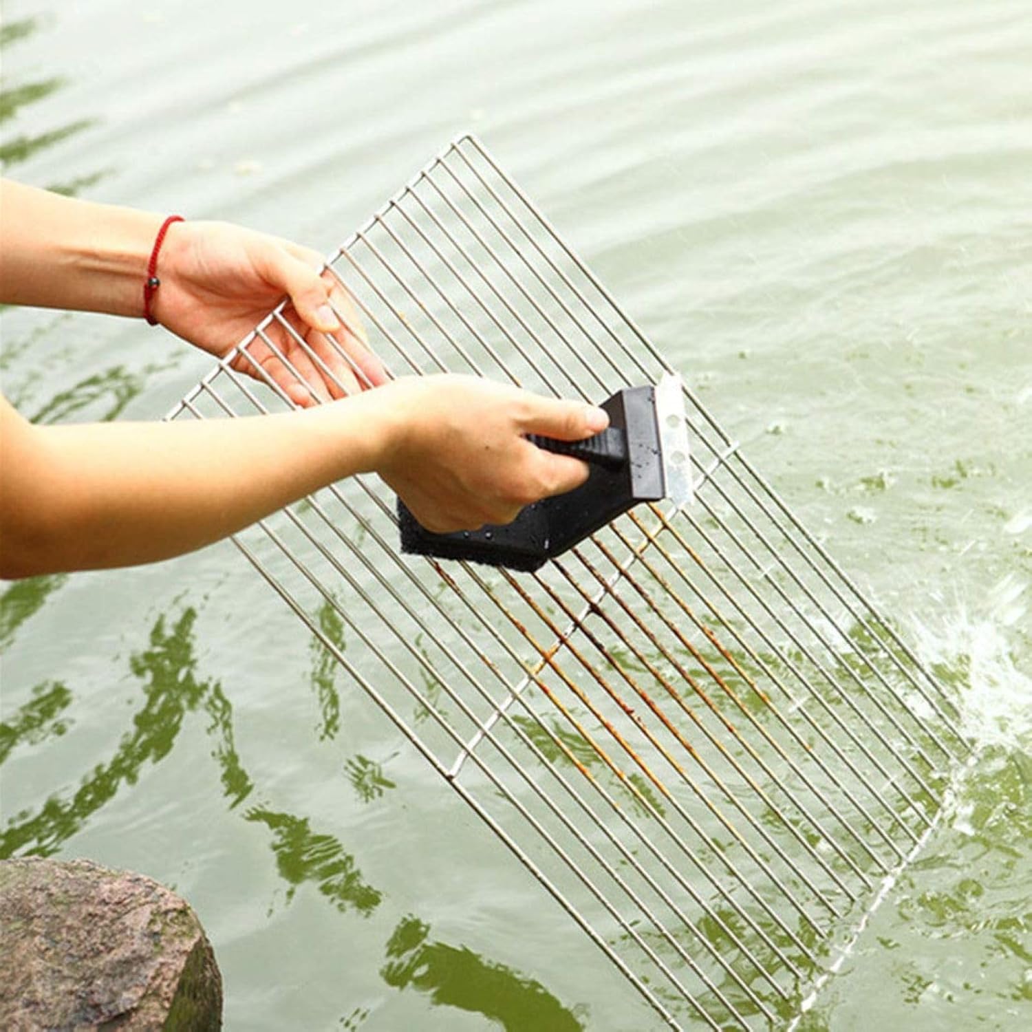 QBLEEV Bird Cage Cleaner, Bird Cage Cleaning Brushes, Multi-Function Stainless Steel Triangle Bird Cage Brush Set, Birdcage Cleaner Poop Off Scrub Brush Kit for Cleaning Bird Cage Perch Kennel - Happypetzone.online - Image 5