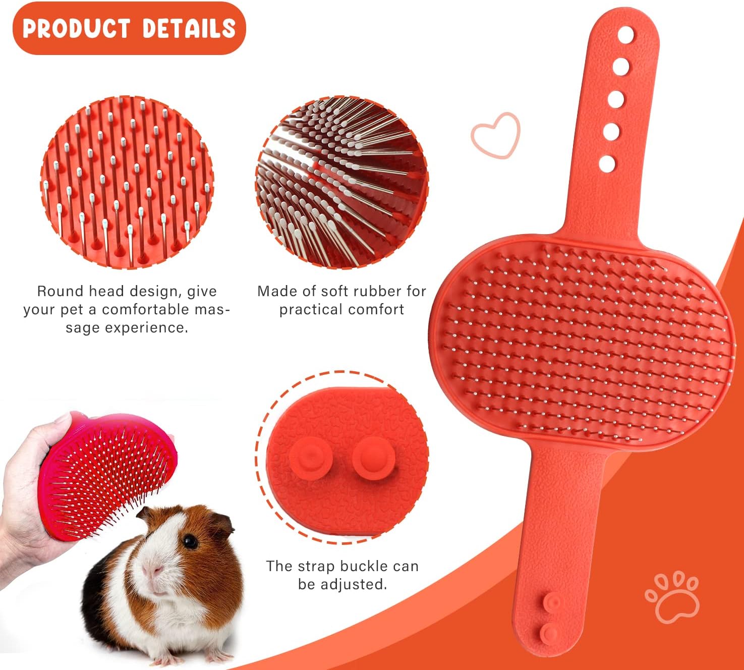 Cat Grooming Kit Set with Pet Shedding Slicker Brush Nail Clipper Trimmer Pet Massage Bath Glove Flea Comb for Bunny Puppy Kitten Guinea Pig Chinchilla Ferret Small Animals (Red, Pink) - Happypetzone.online - Image 5