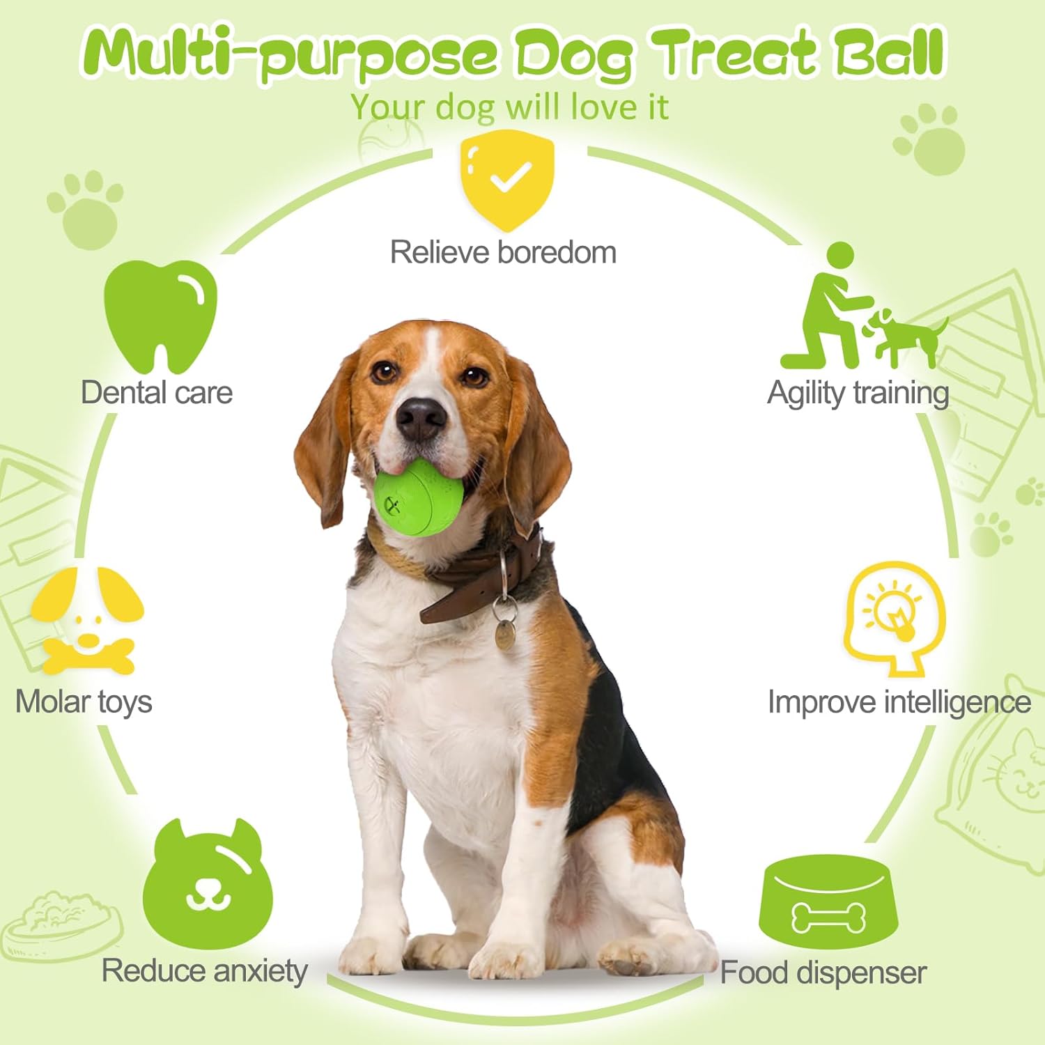 HIPPIH Dog Puzzle Toy 2 Pack, Interactive Dog Toys for Treat Dispensing, Durable Puppy Toys for Teething, Dog Treat Ball for Teeth/Slow Feeder/IQ Training/Playing, Blue-2.75‘’, Green-3.14‘’ - Happypetzone.online - Image 4