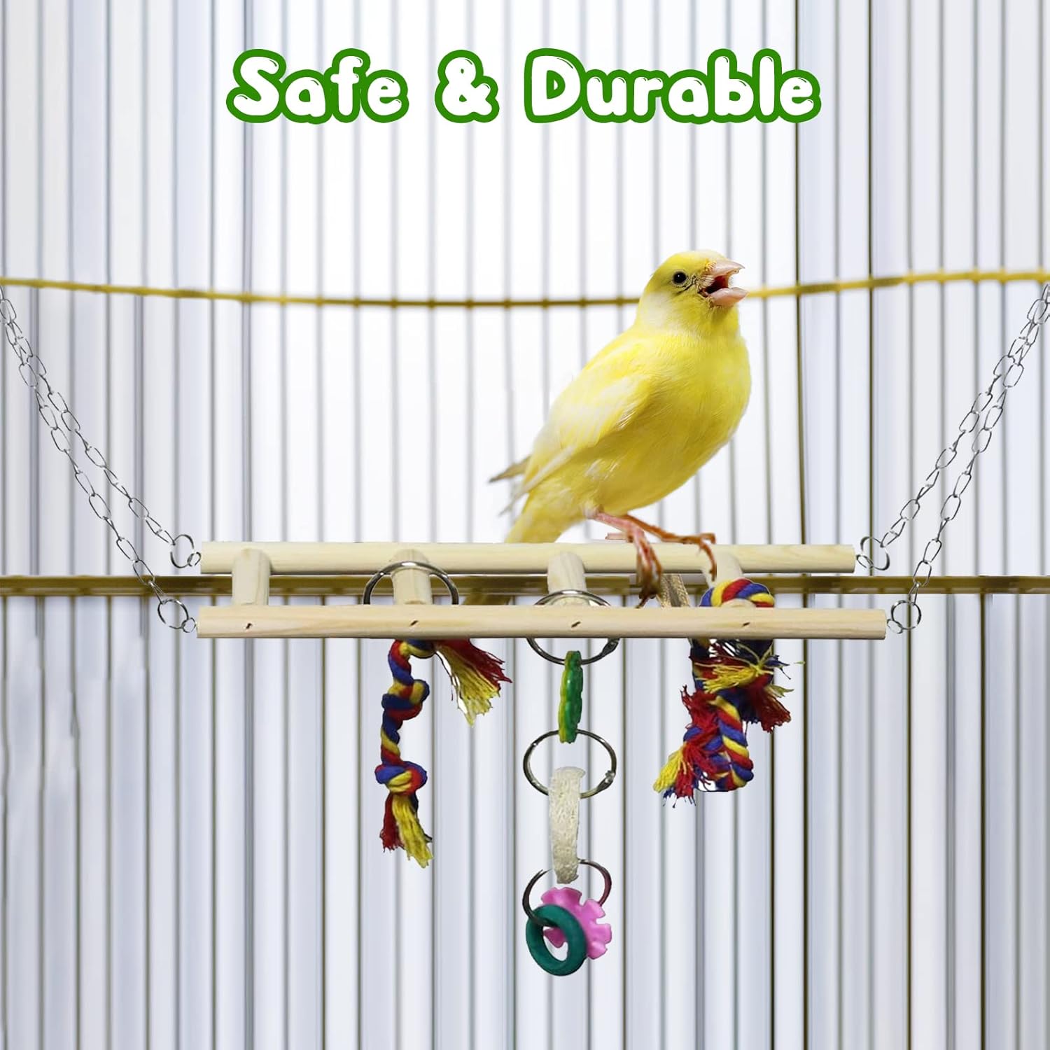 BWOGUE 7 Pack Bird Parrot Toys - Natural Wood Chewing, Climbing, Hanging & Hammock Toys for Small Parakeets, Cockatiels, Conures, Finches, Budgie, Parrots, Love Birds - Happypetzone.online - Image 6